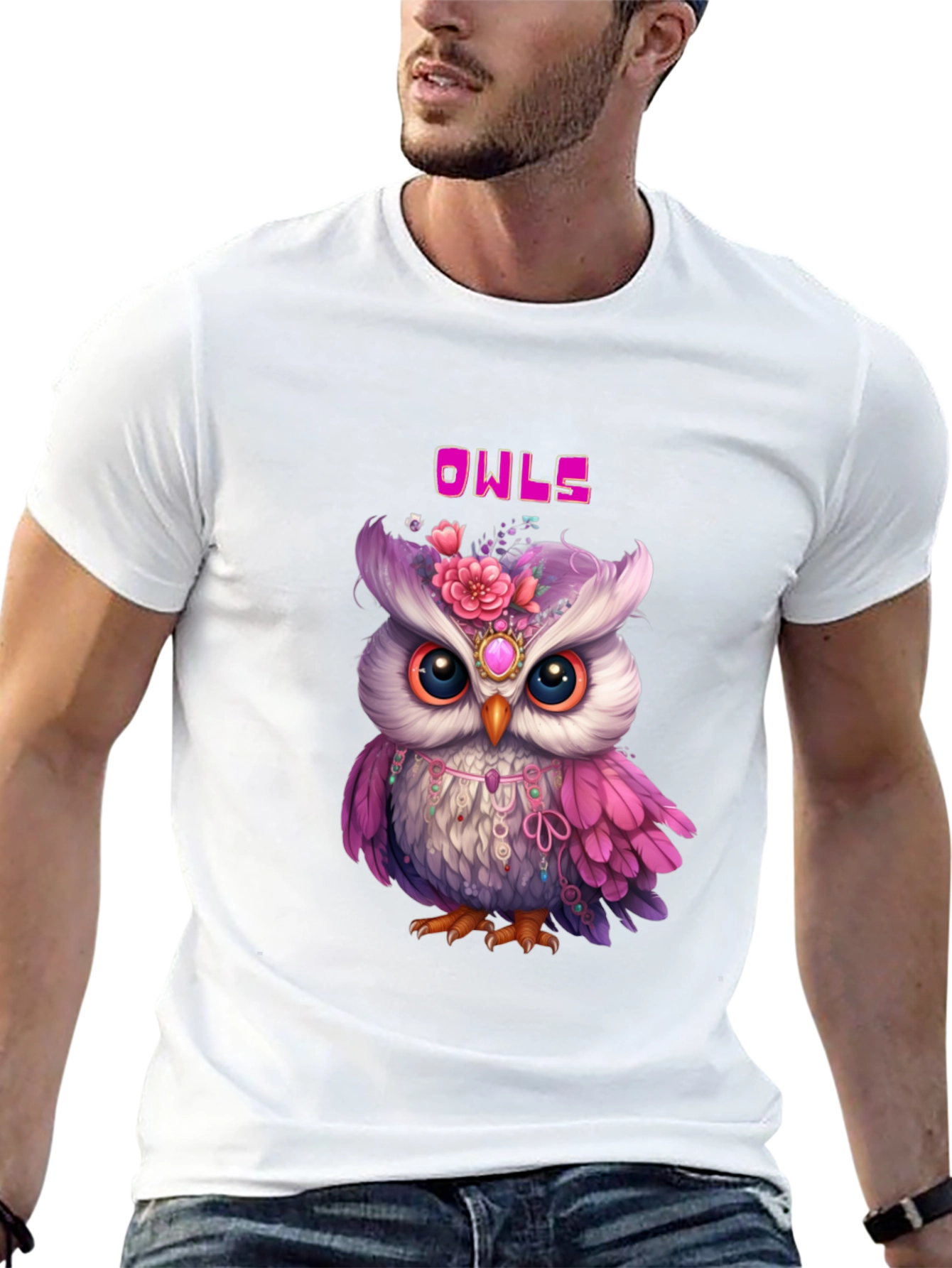 Cute Owls Graphic Black T-Shirt