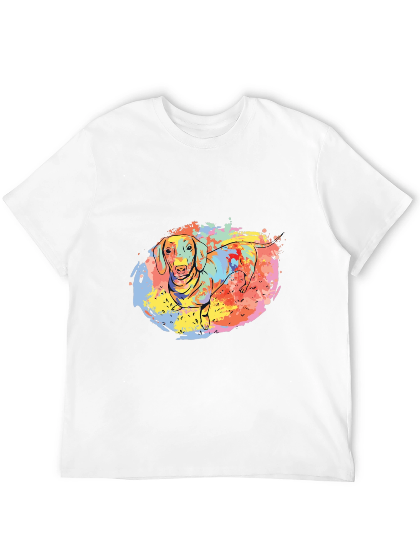 Dachshund Paint Splatter Black T-Shirt