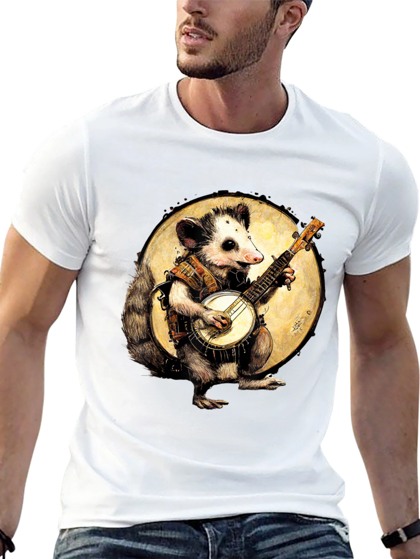 Opossum Banjo Player Graphic Tee