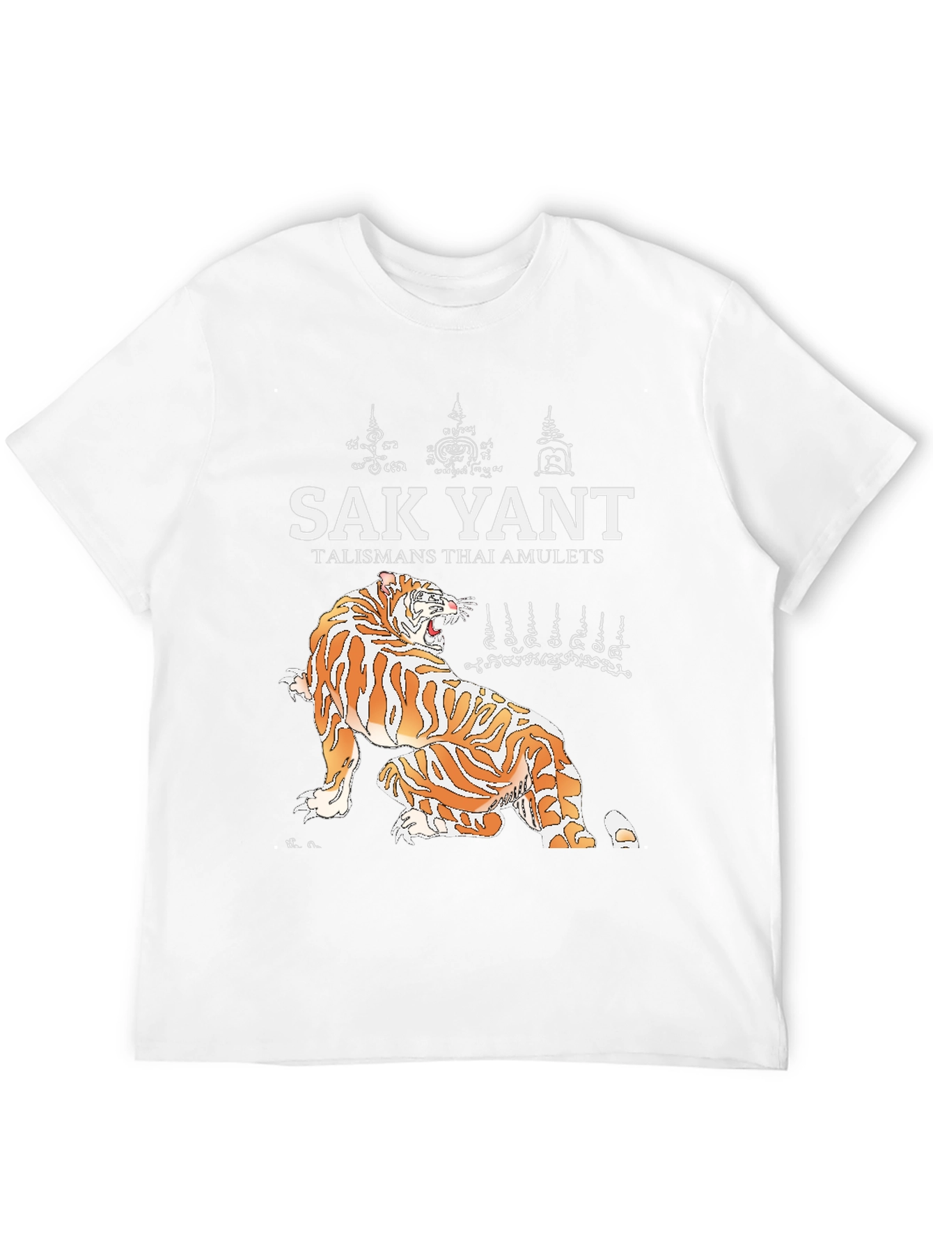 Sak Yant Tiger Graphic Tee - Thai Amulet Design