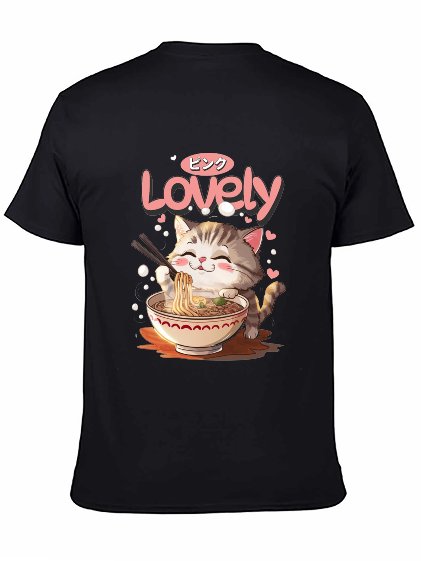 Cute Cat Ramen T-Shirt - Lovely Pink Design