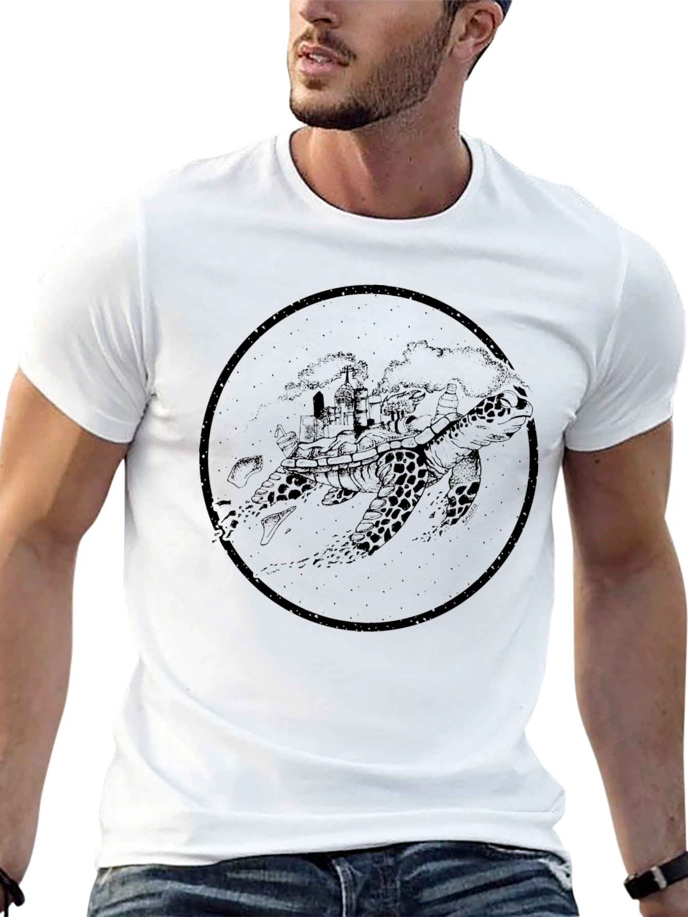 Turtle Island Graphic Tee - Black Cotton Blend