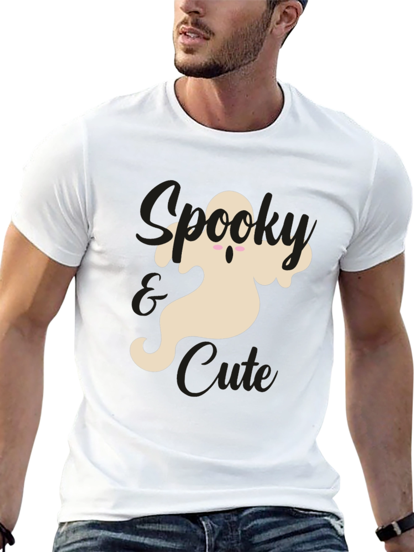 Spooky & Cute Ghost Graphic Tee - Black