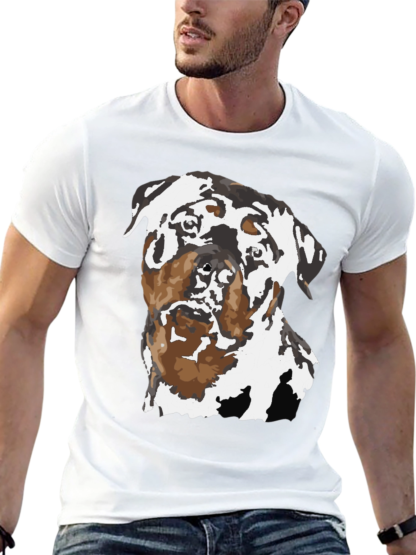 Rottweiler Graphic Tee - Black Cotton Blend Shirt