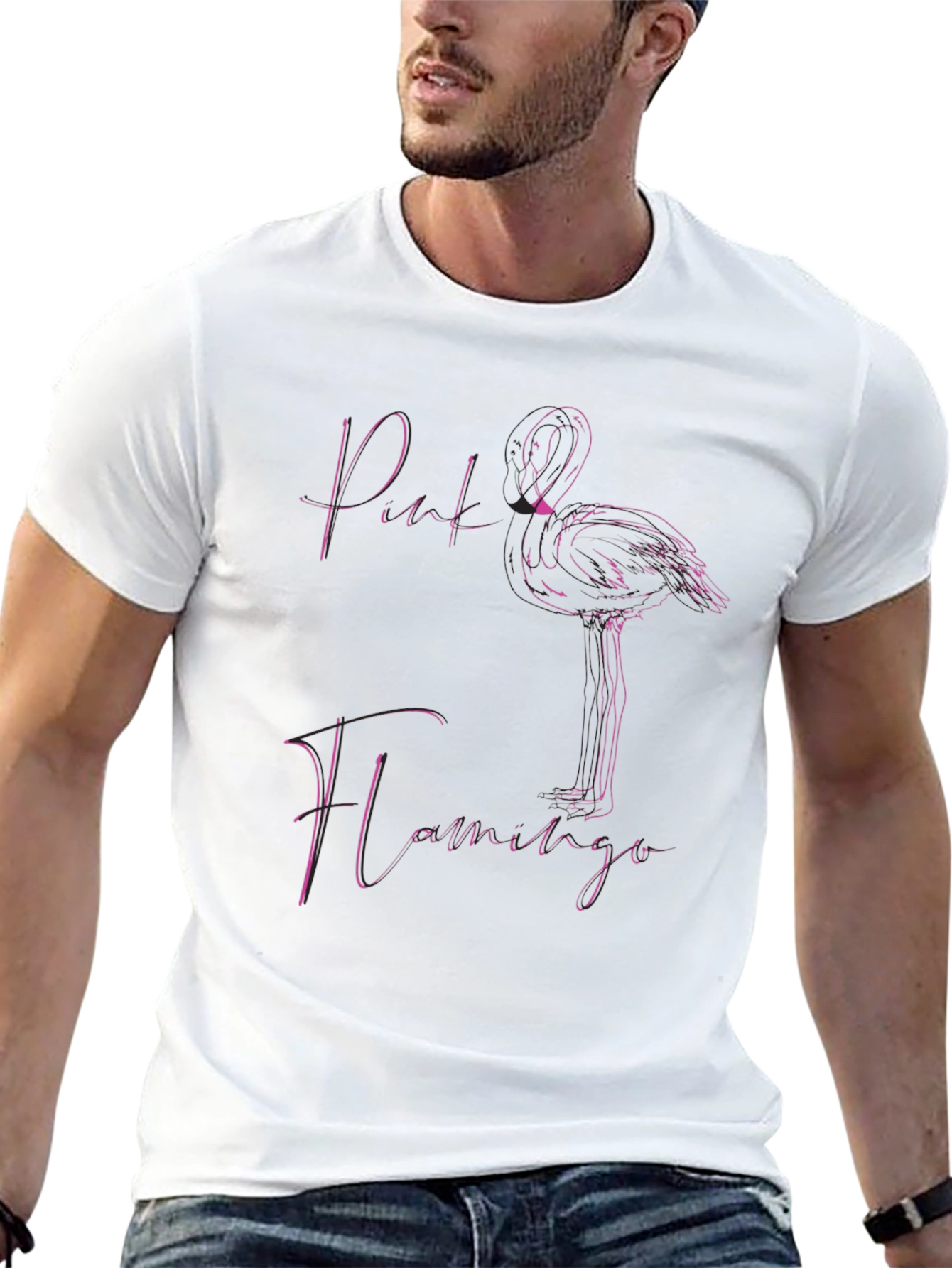 Pink Flamingo Graphic Print T-Shirt