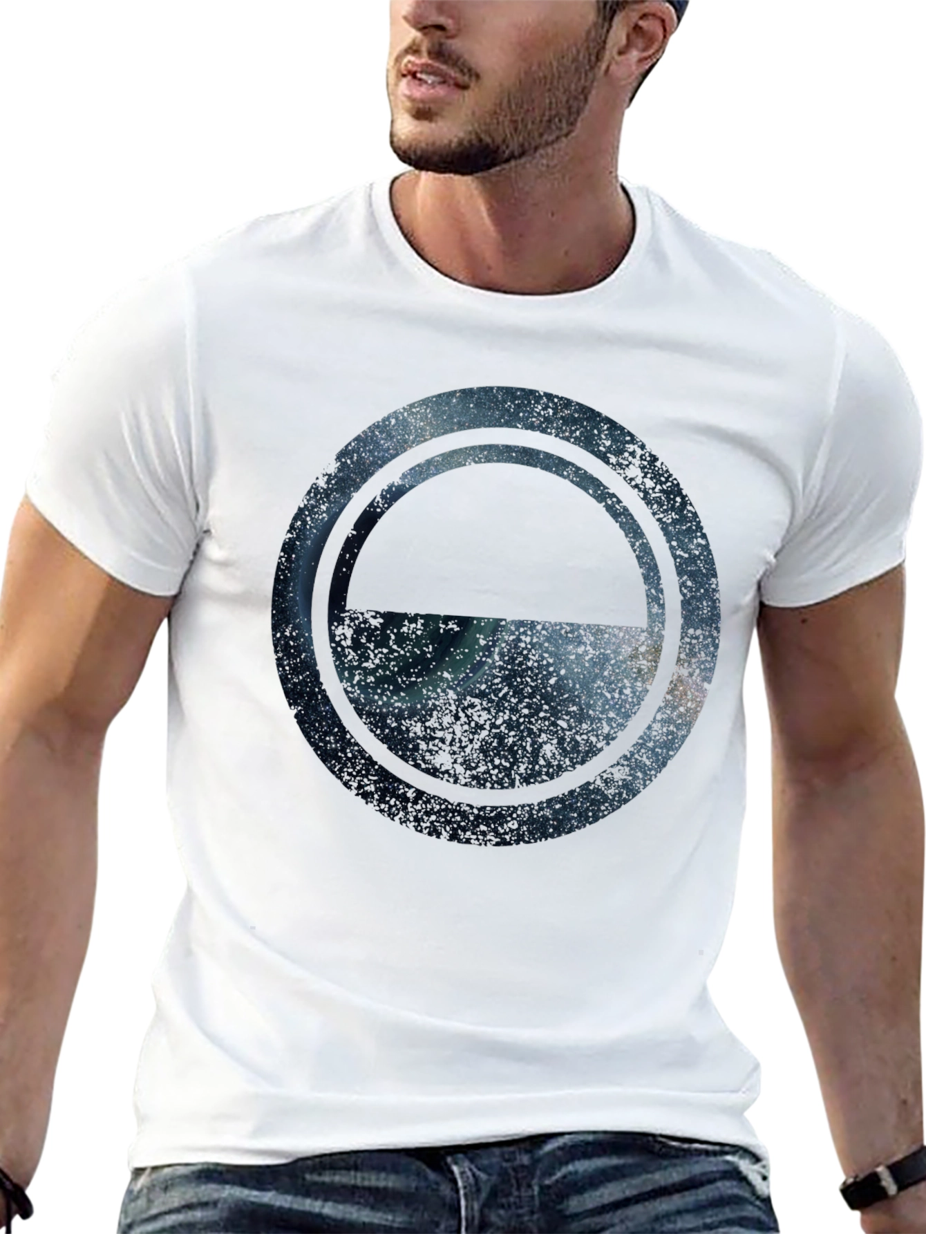 Cosmic Eclipse Graphic Tee - Stylish Mens Crew Neck