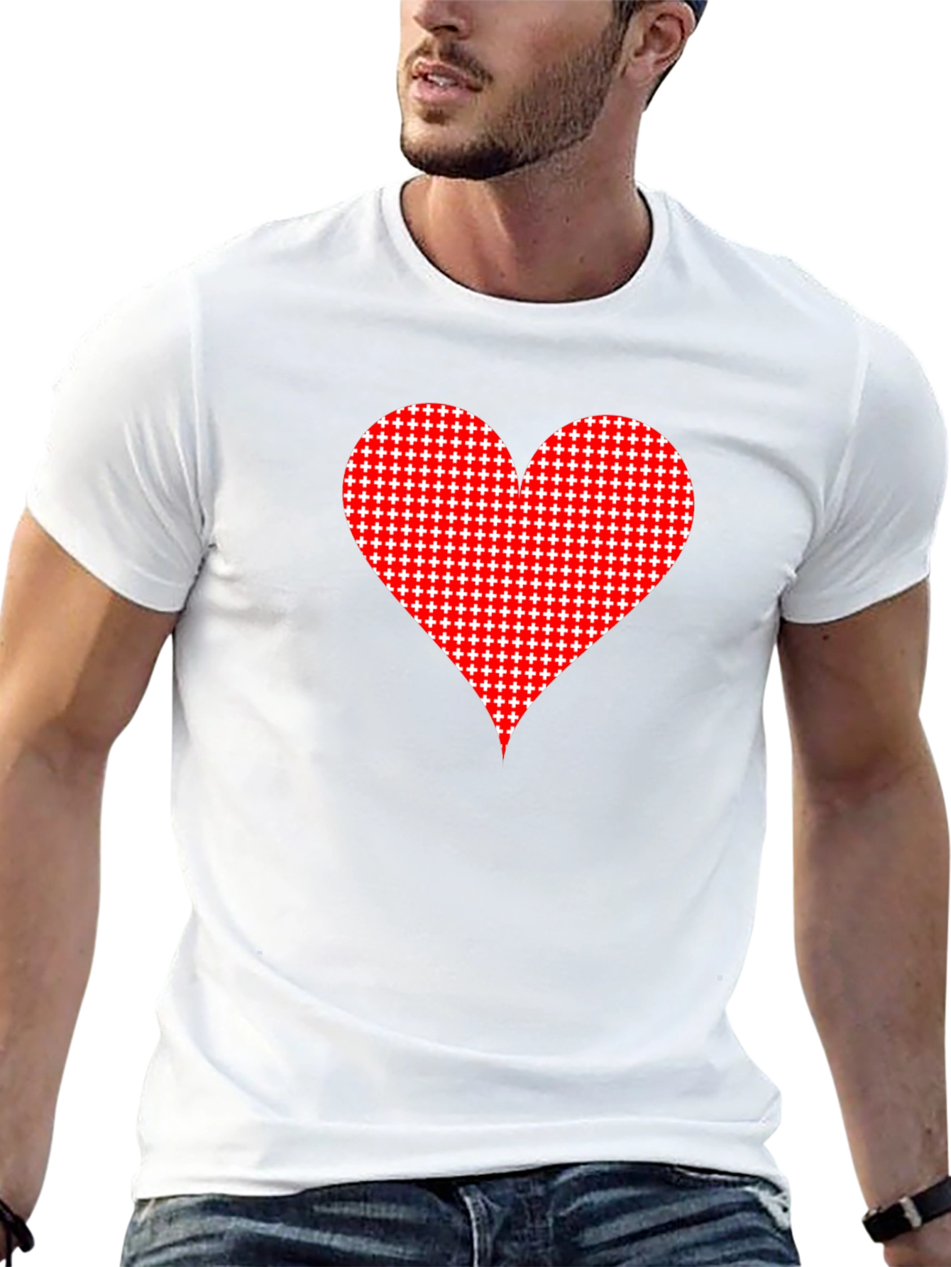 Heart Pattern Black Tee - Stylish Casual Wear