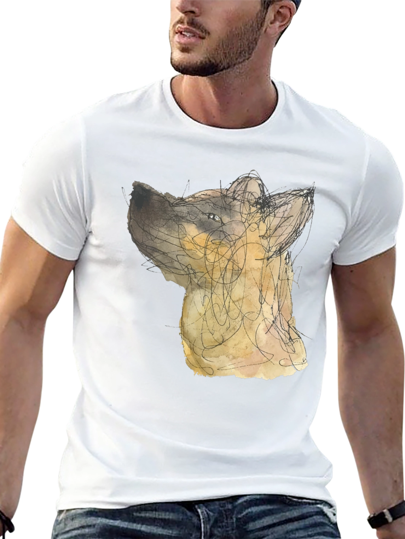 Abstract Dog Art Black T-Shirt