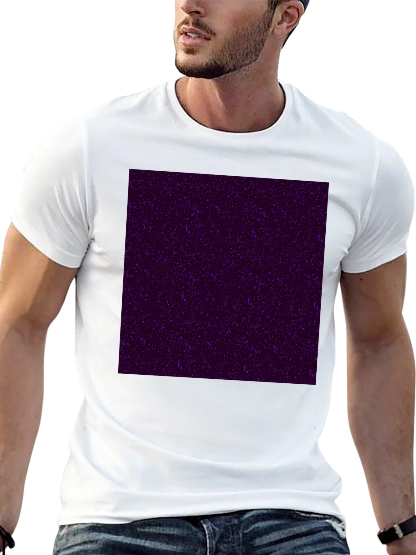 Galaxy Print Black Crew Neck T-Shirt