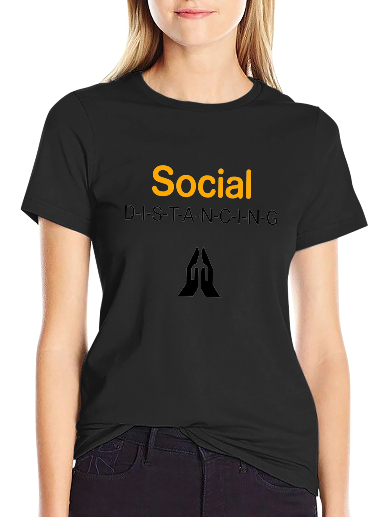 Social Distancing Graphic Tee - Black Crew Neck