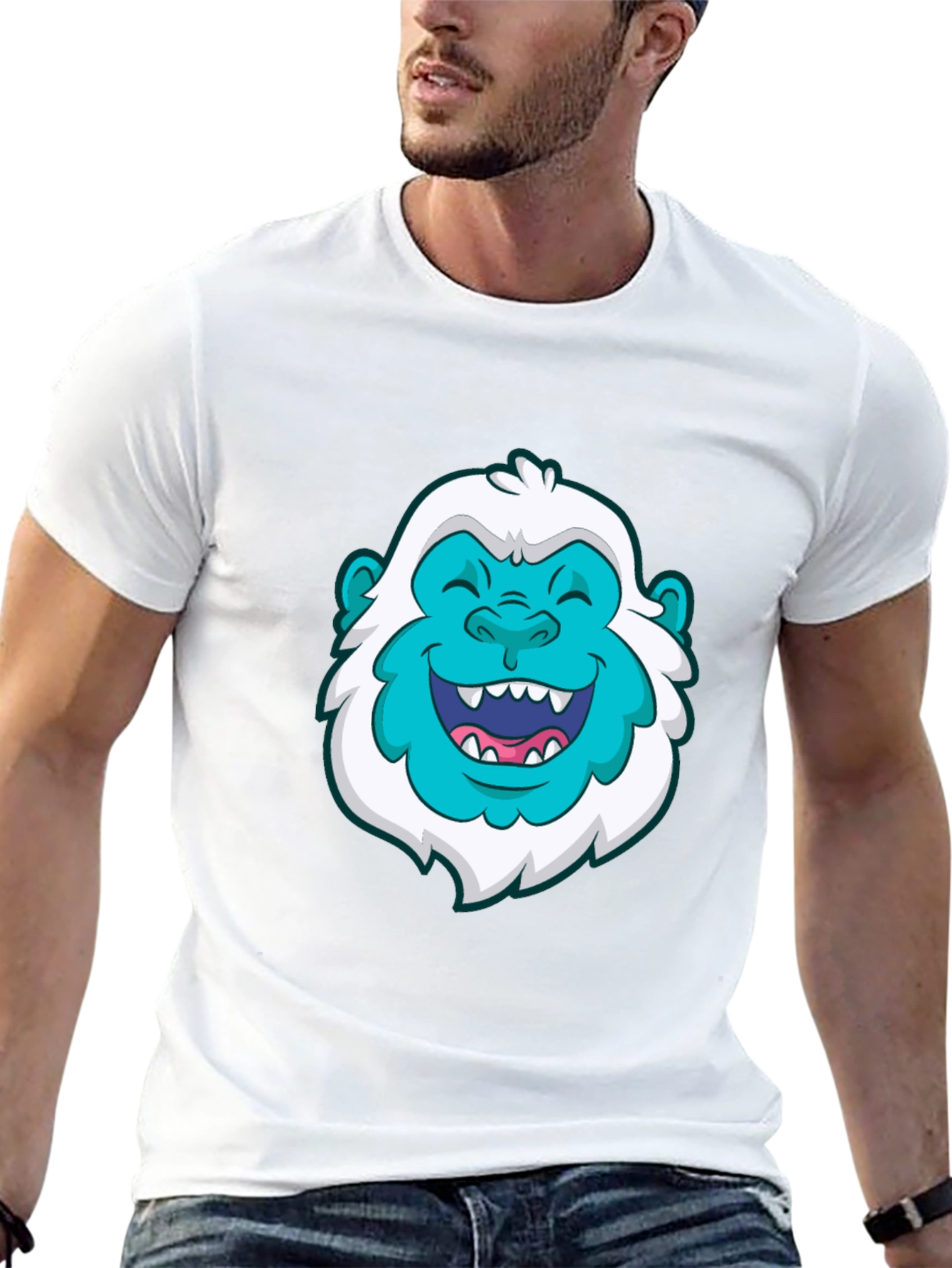 Fun Bigfoot Graphic Tee - Black Cotton T-Shirt