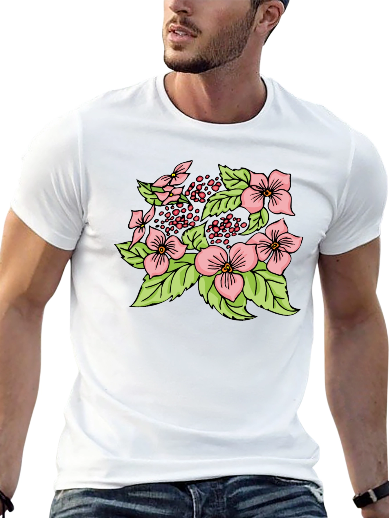 Floral Print Black T-Shirt