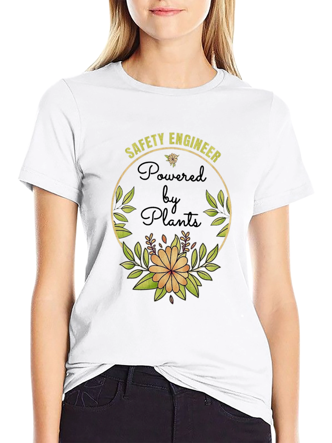 Safety Engineer Powered by Plants Graphic T-Shirt