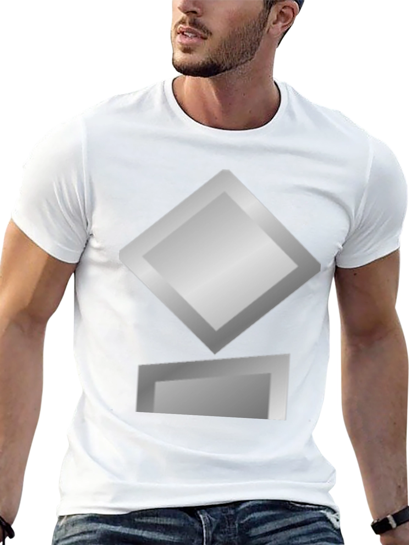 Geometric Graphic Tee - Silver Diamond Design