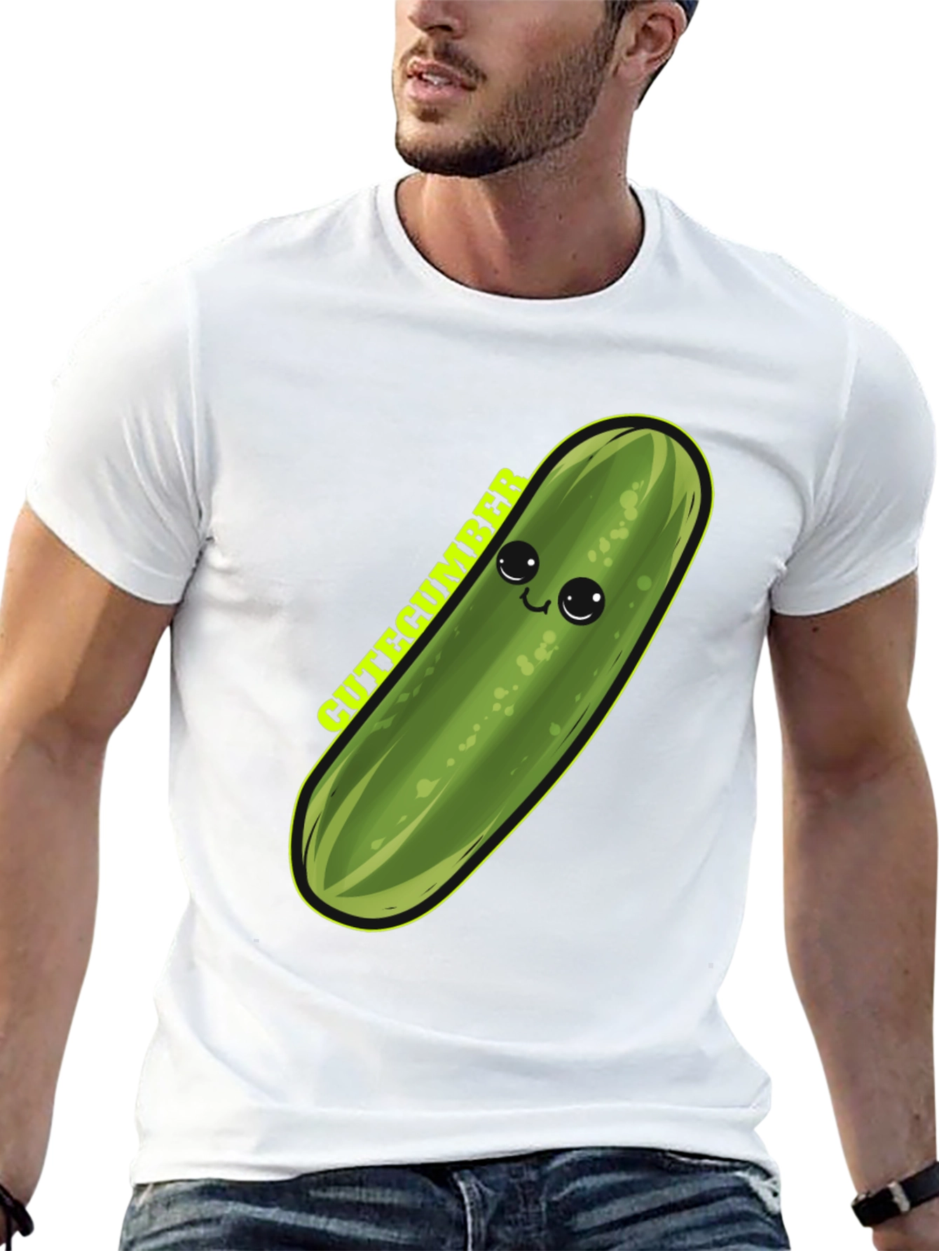 Cute Cucumber Graphic Tee - Unisex Black T-Shirt
