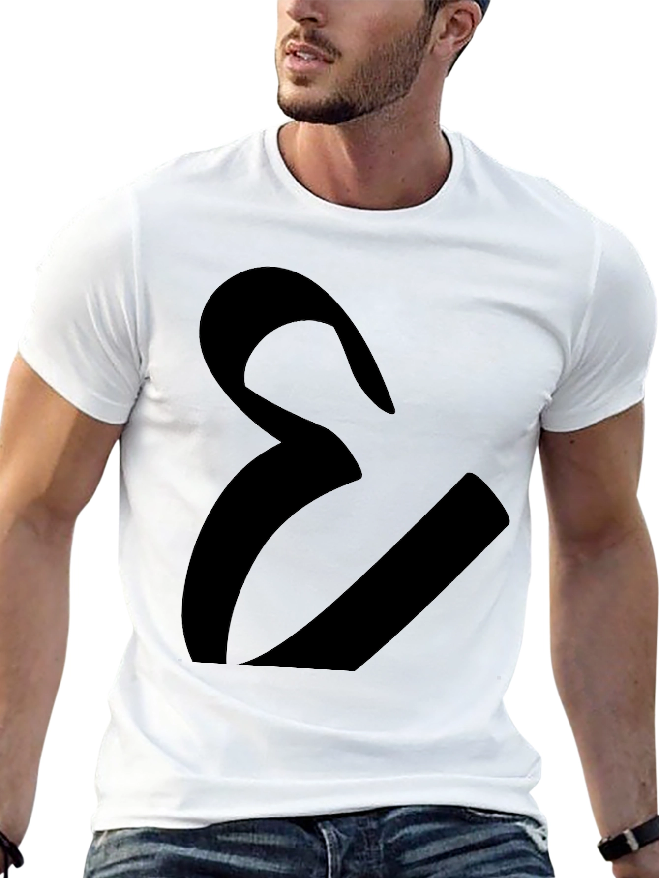 Bold Graphic Tee - Abstract Silhouette Design - Black