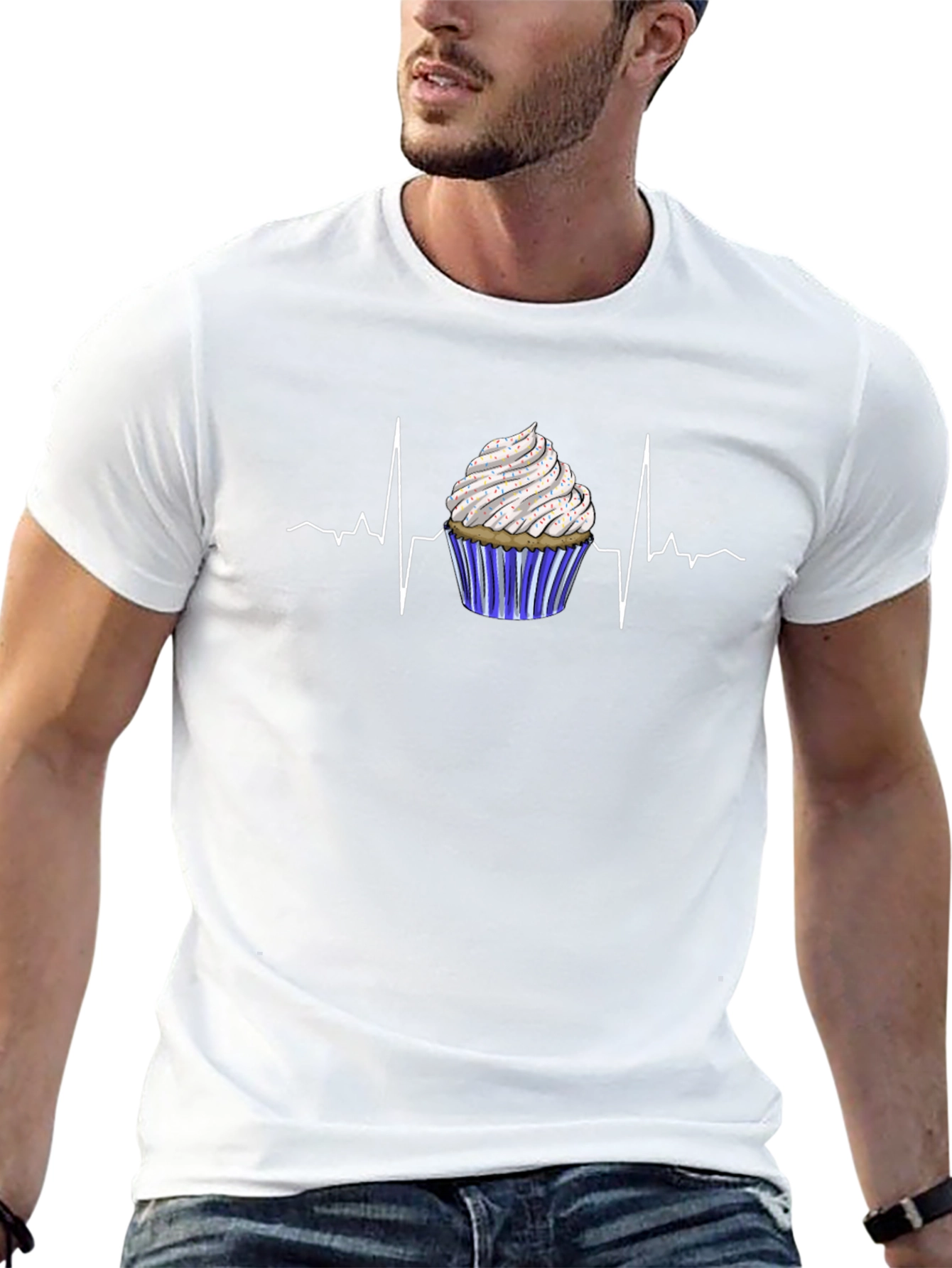 Cupcake Heartbeat Graphic Tee - Black