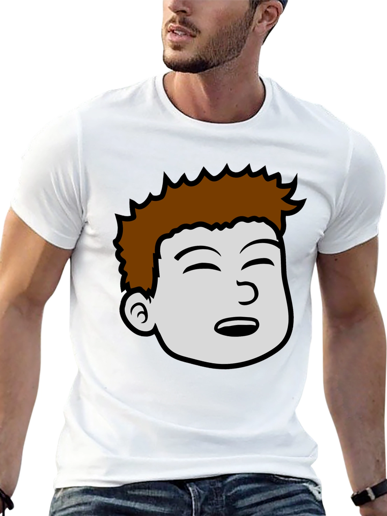 Cartoon Face Graphic Black T-Shirt