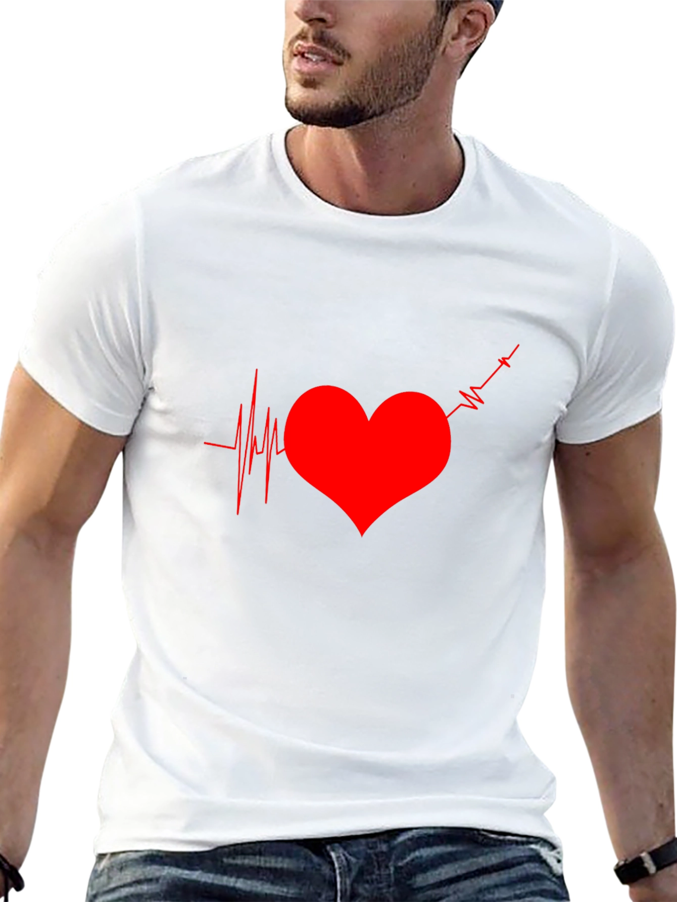 Heartbeat Graphic Tee - Black Casual T-Shirt