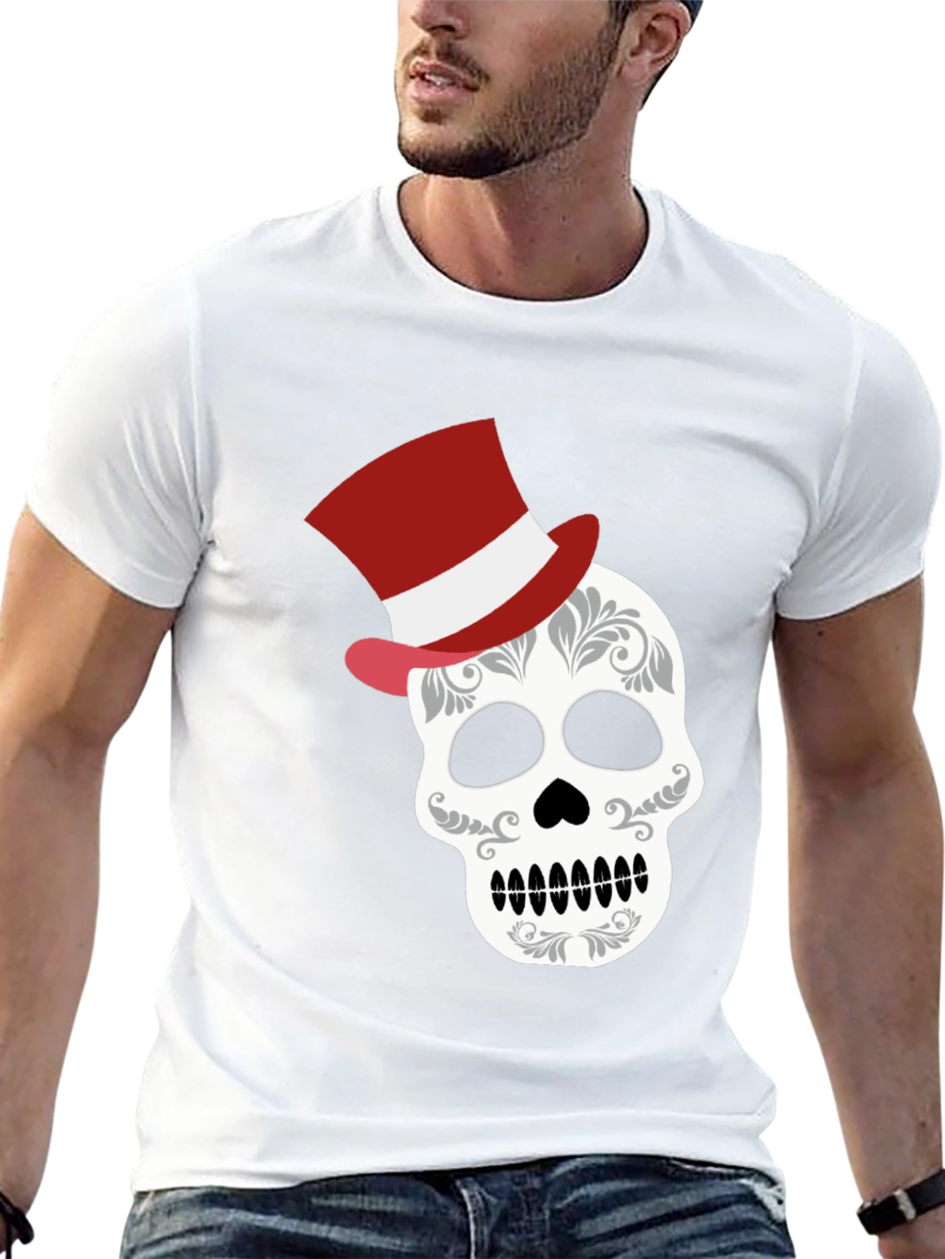 Skull Top Hat Graphic Tee - Unique Fashion