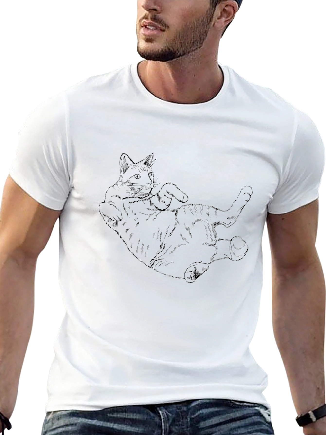 Cat Outline Black Tee