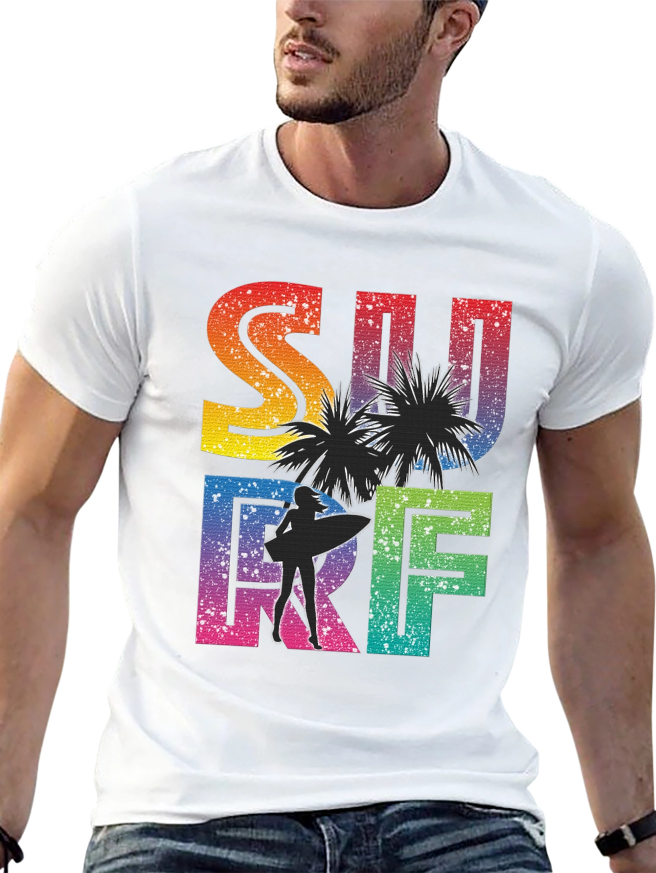 Colorful Surf Graphic T-Shirt