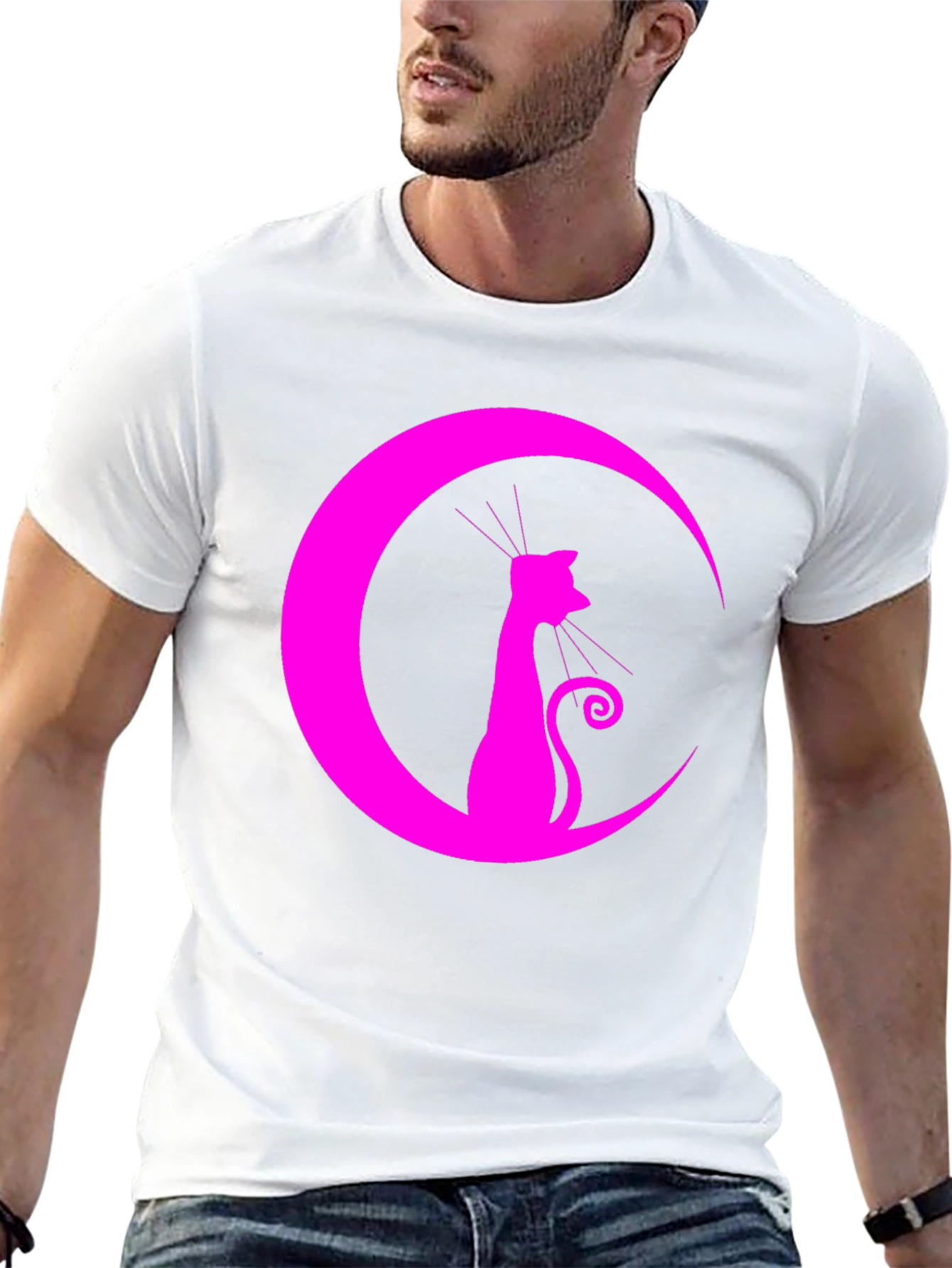 Black Cat Moon Graphic Tee - Stylish Unisex Shirt