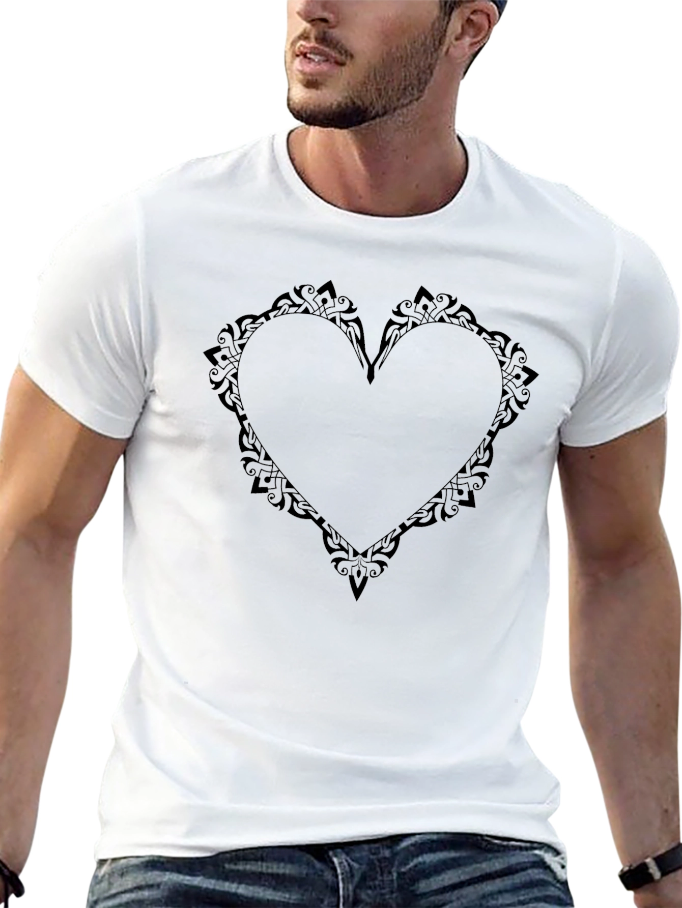 Heart Tattoo Graphic Tee - Stylish Black T-Shirt