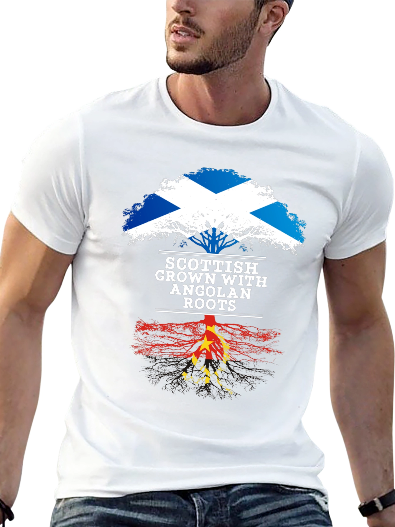Scottish Grown with Angolan Roots Black T-Shirt