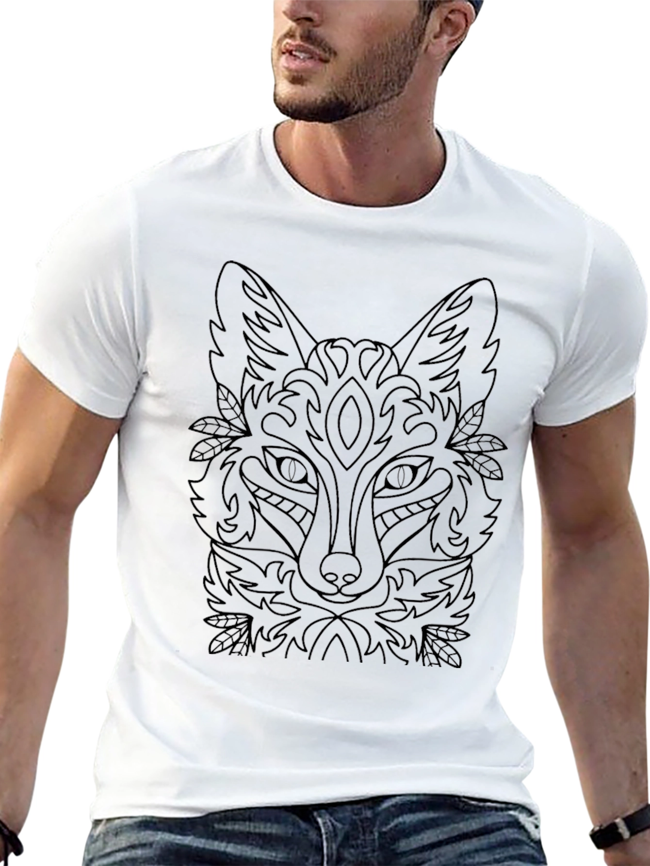 Stylized Fox Head Black T-Shirt