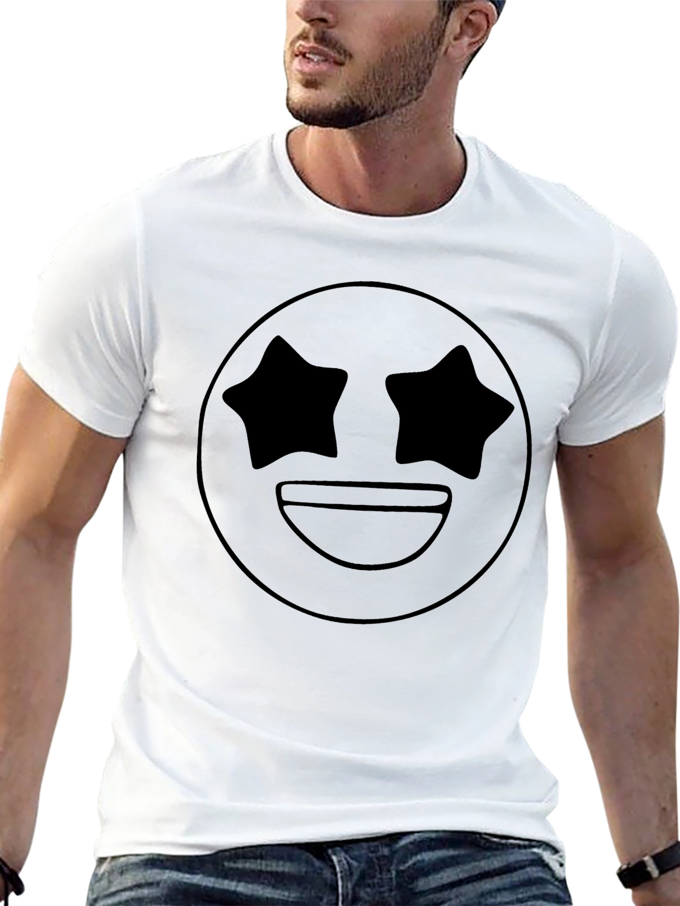 Star Eyes Emoji Black T-Shirt