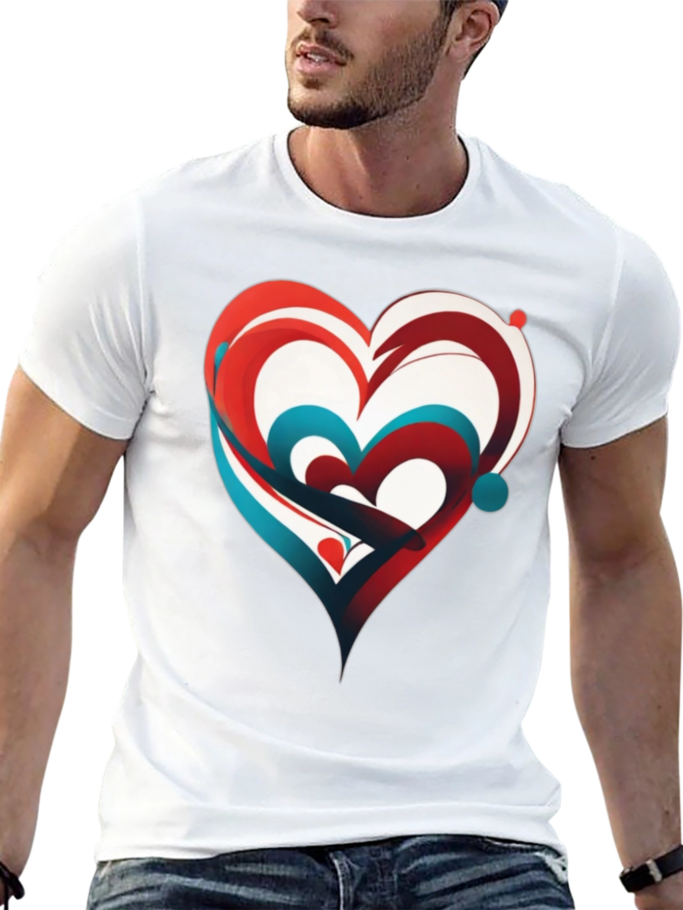 Abstract Heart Graphic Tee - Modern Design Casual Style