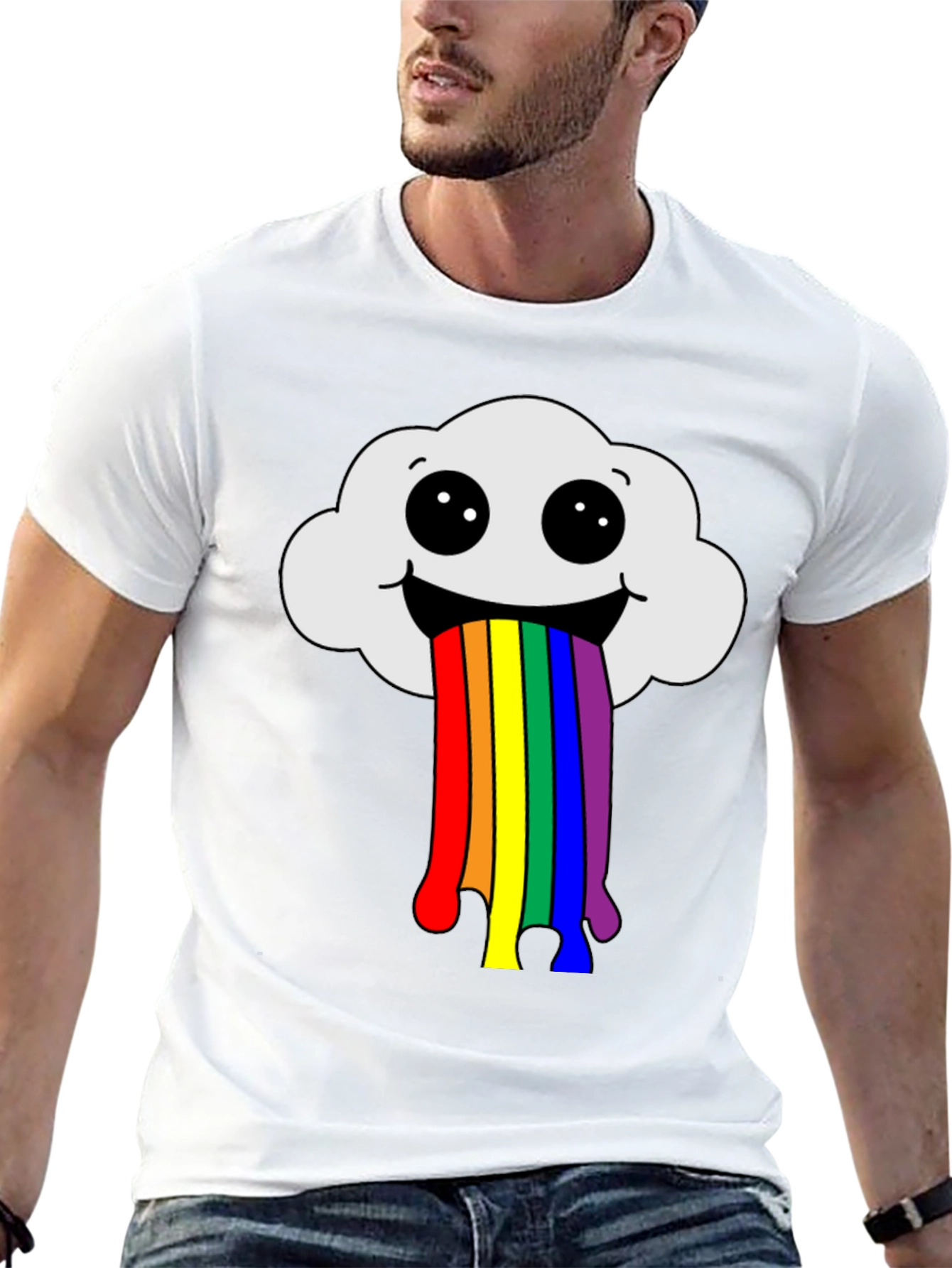 Rainbow Cloud T-Shirt - Fun Graphic Tee