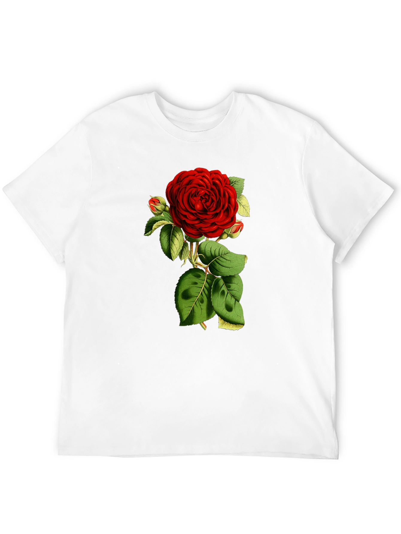 Black T-Shirt with Red Rose Graphic