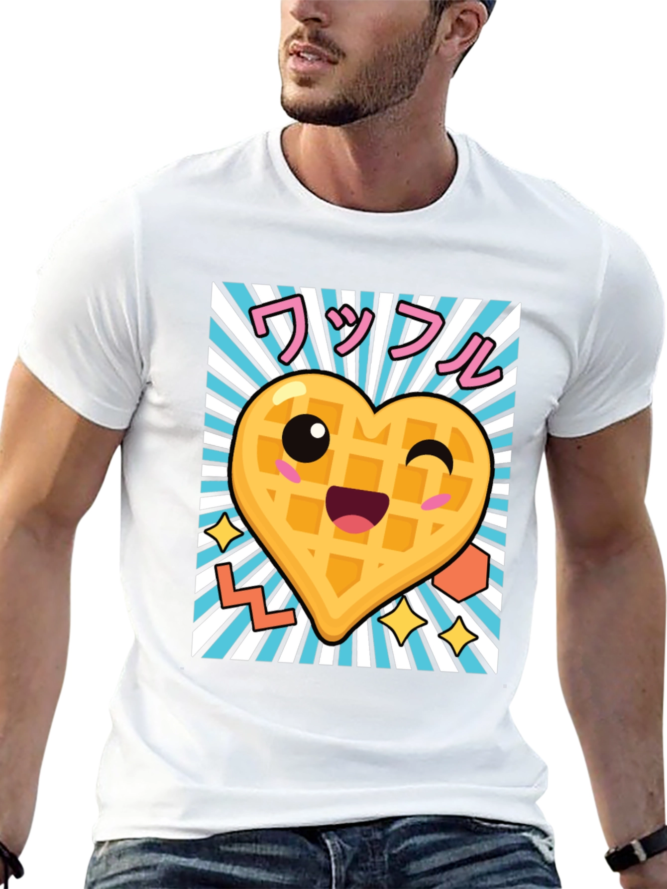 Kawaii Waffle Heart T-Shirt - Cute Anime Style