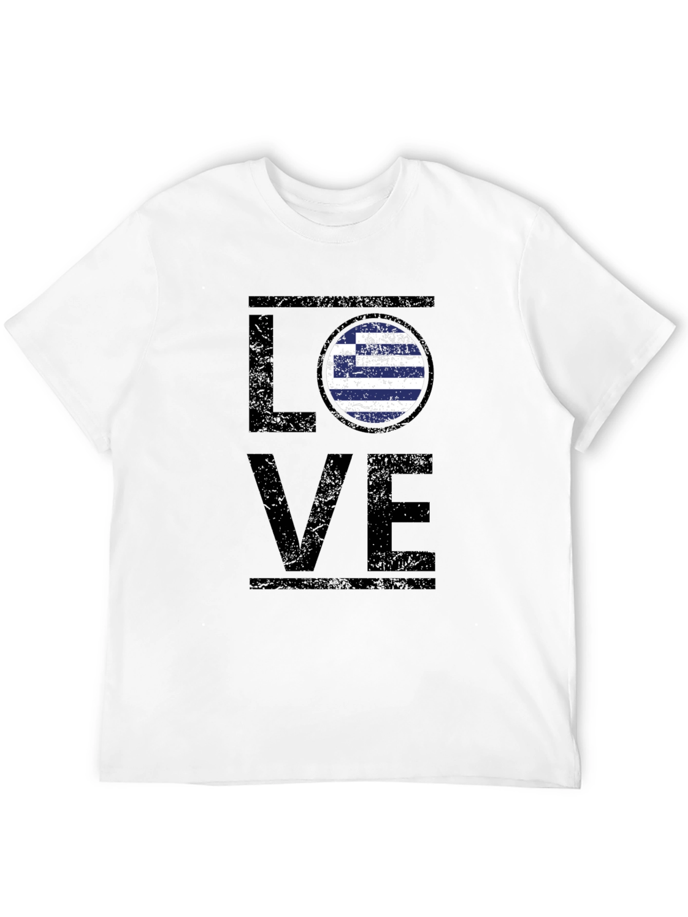 Greek Flag Love T-Shirt - Black