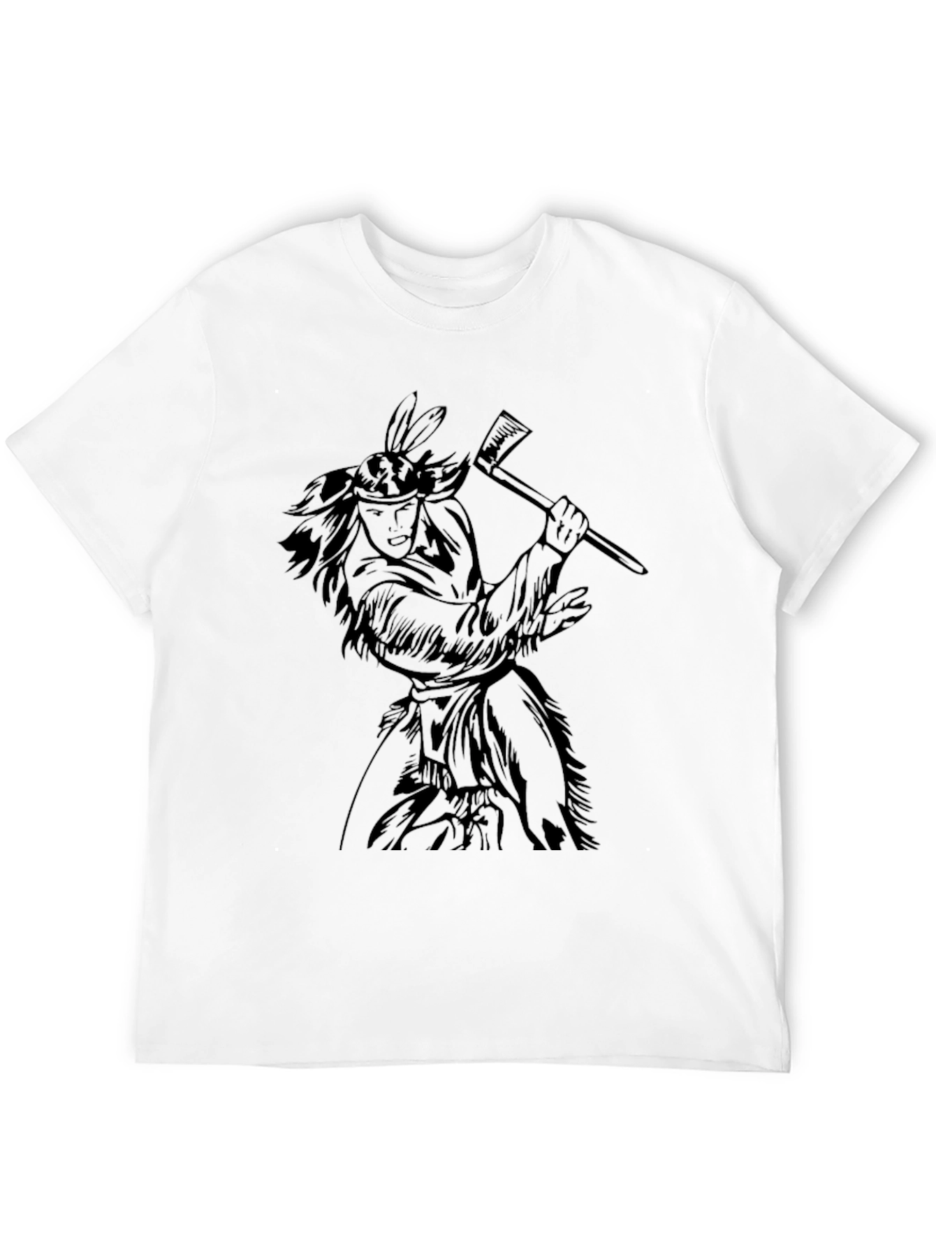 Native American Warrior Graphic Tee - Black