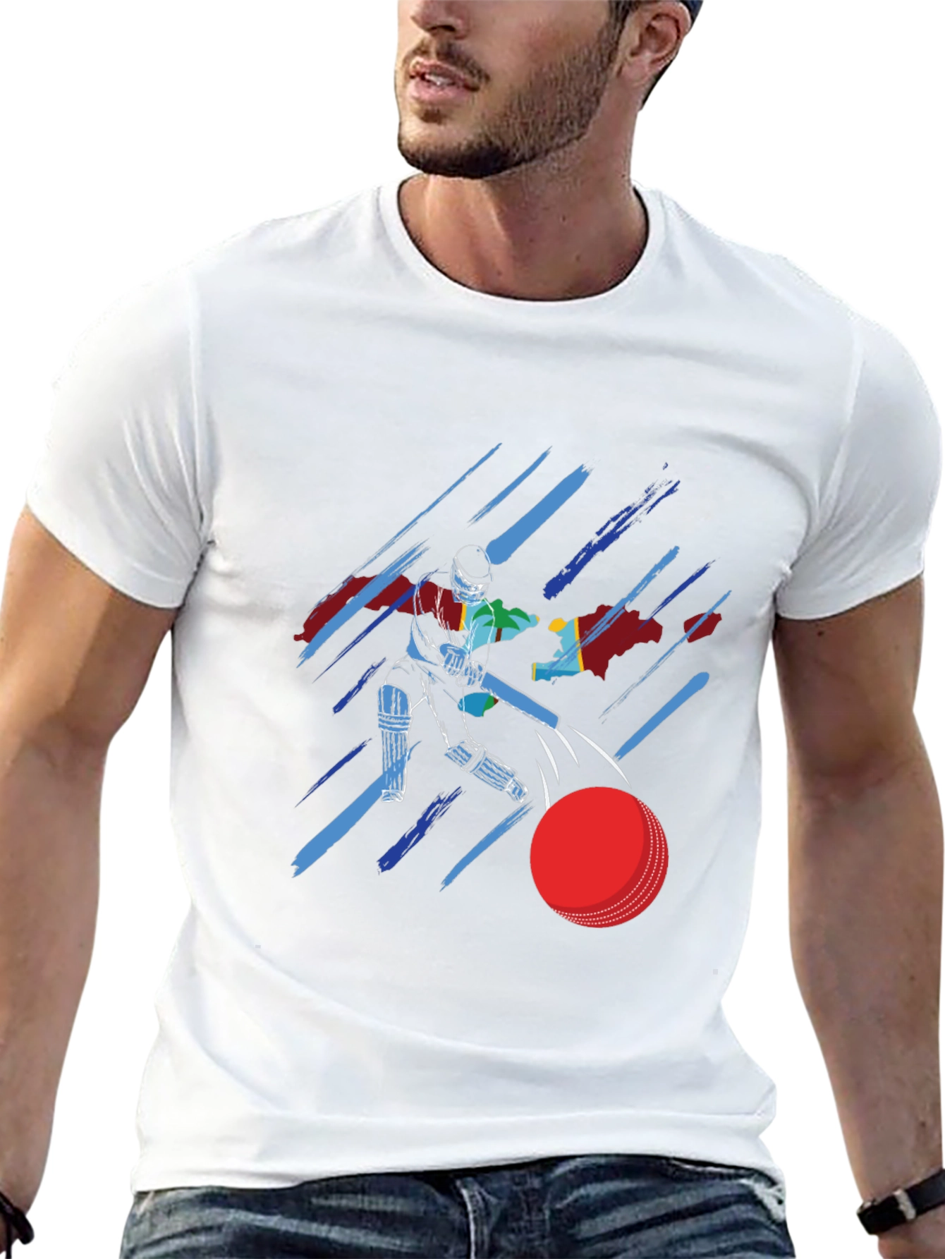 Cricket Player Graphic Tee - Sporty Black T-Shirt