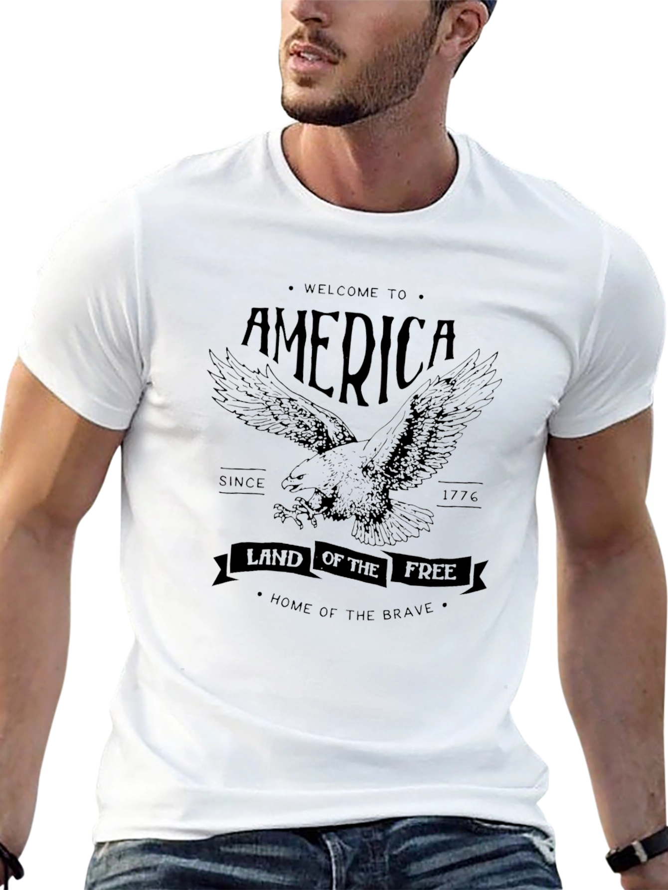 American Pride Eagle Graphic Tee - Black