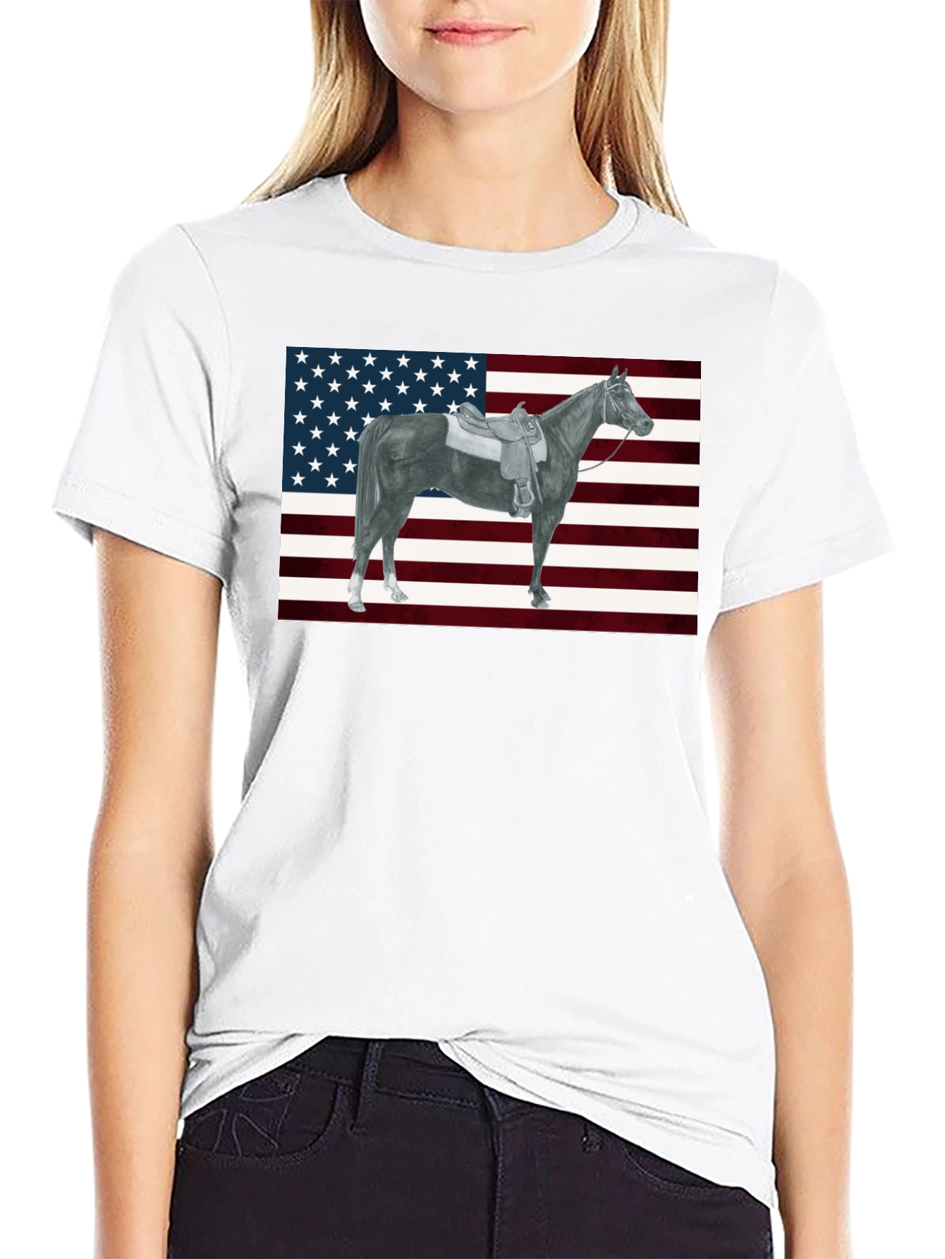 American Flag Horse Graphic Tee