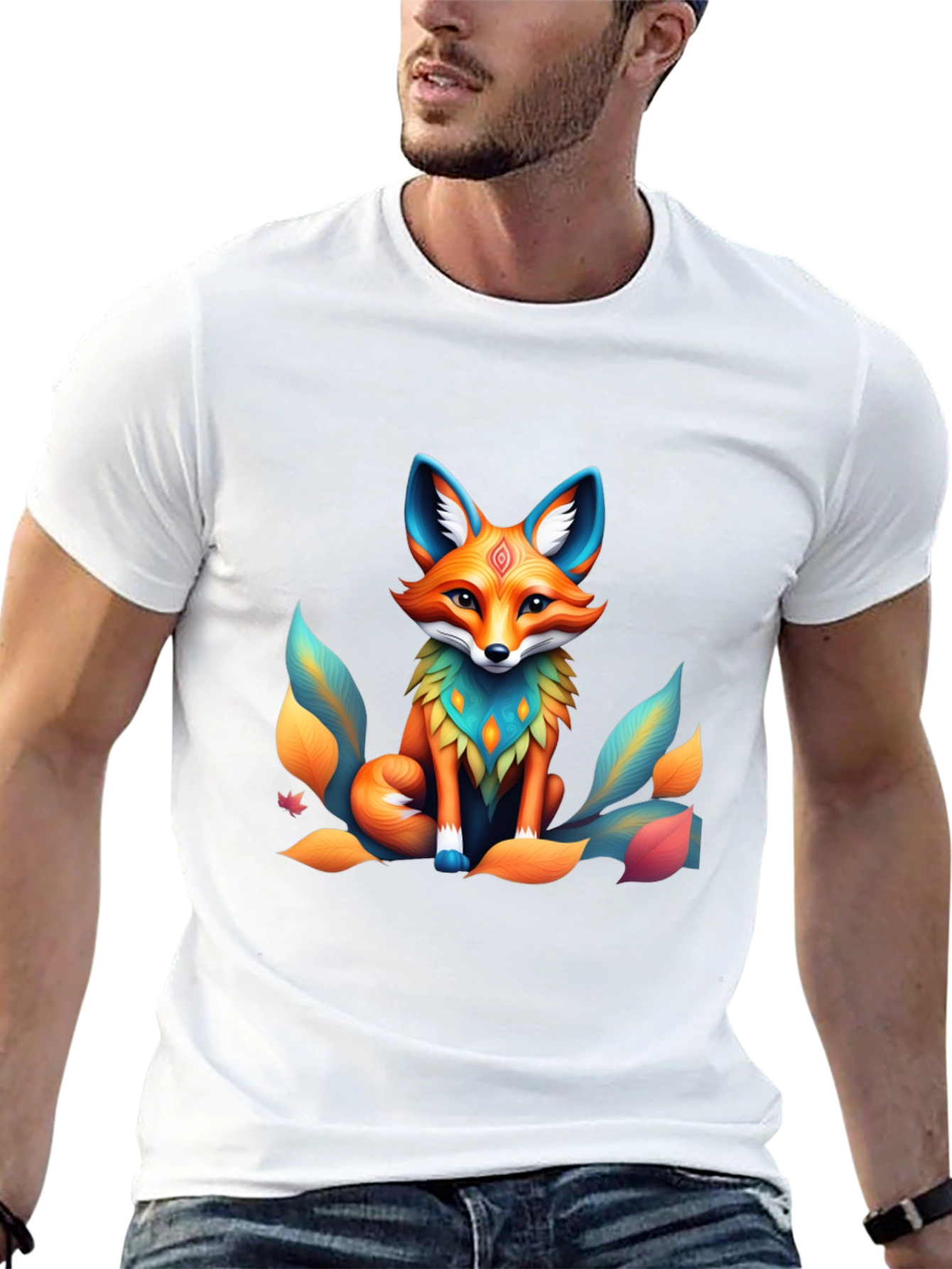 Fox Graphic Tee - Artistic Animal Design