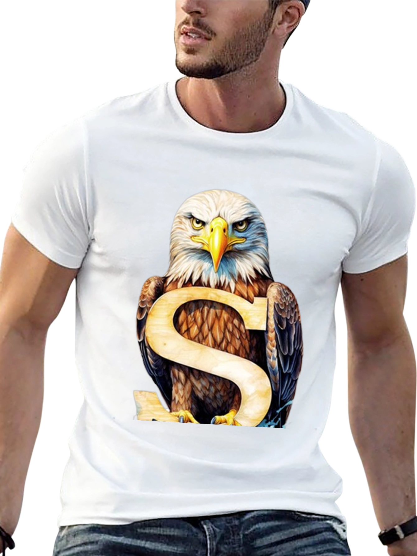 Eagle Graphic Print Mens Black T-Shirt