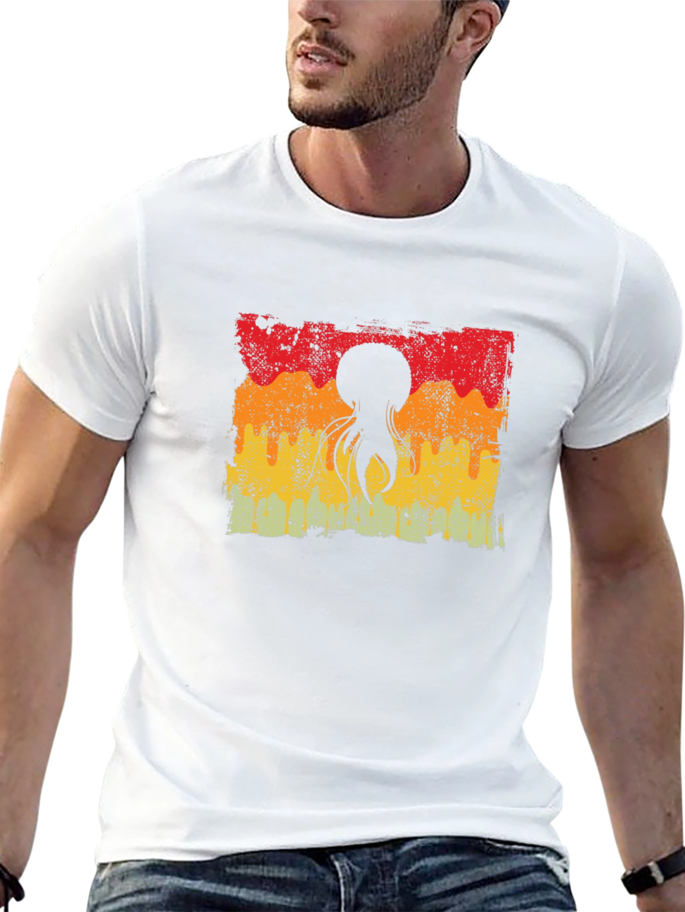 Retro Octopus Sunset Graphic Tee