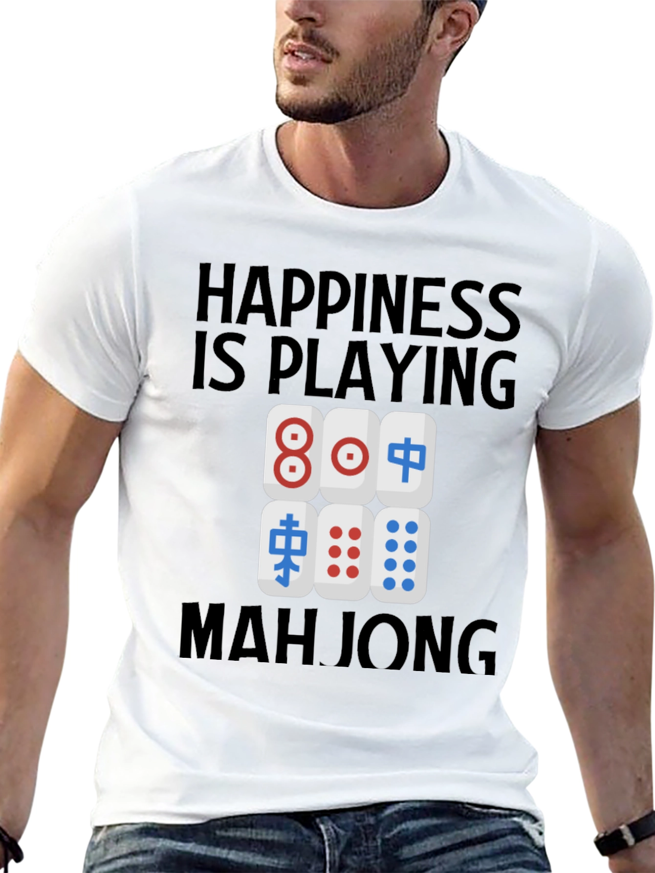 Mahjong Lovers T-Shirt: Happiness is Playing Mahjong