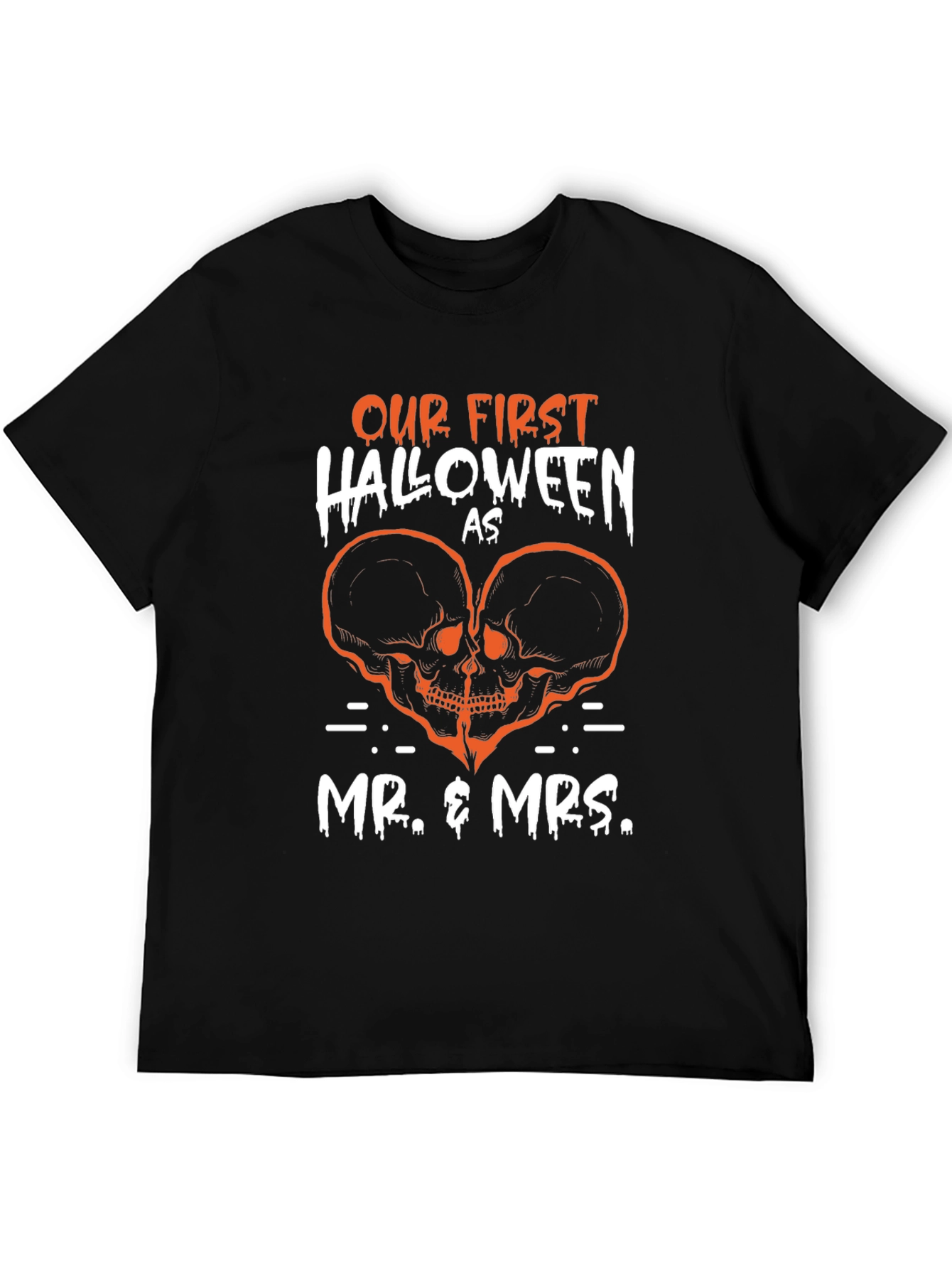 Halloween Couple T-Shirt: Mr. & Mrs. Skull Design