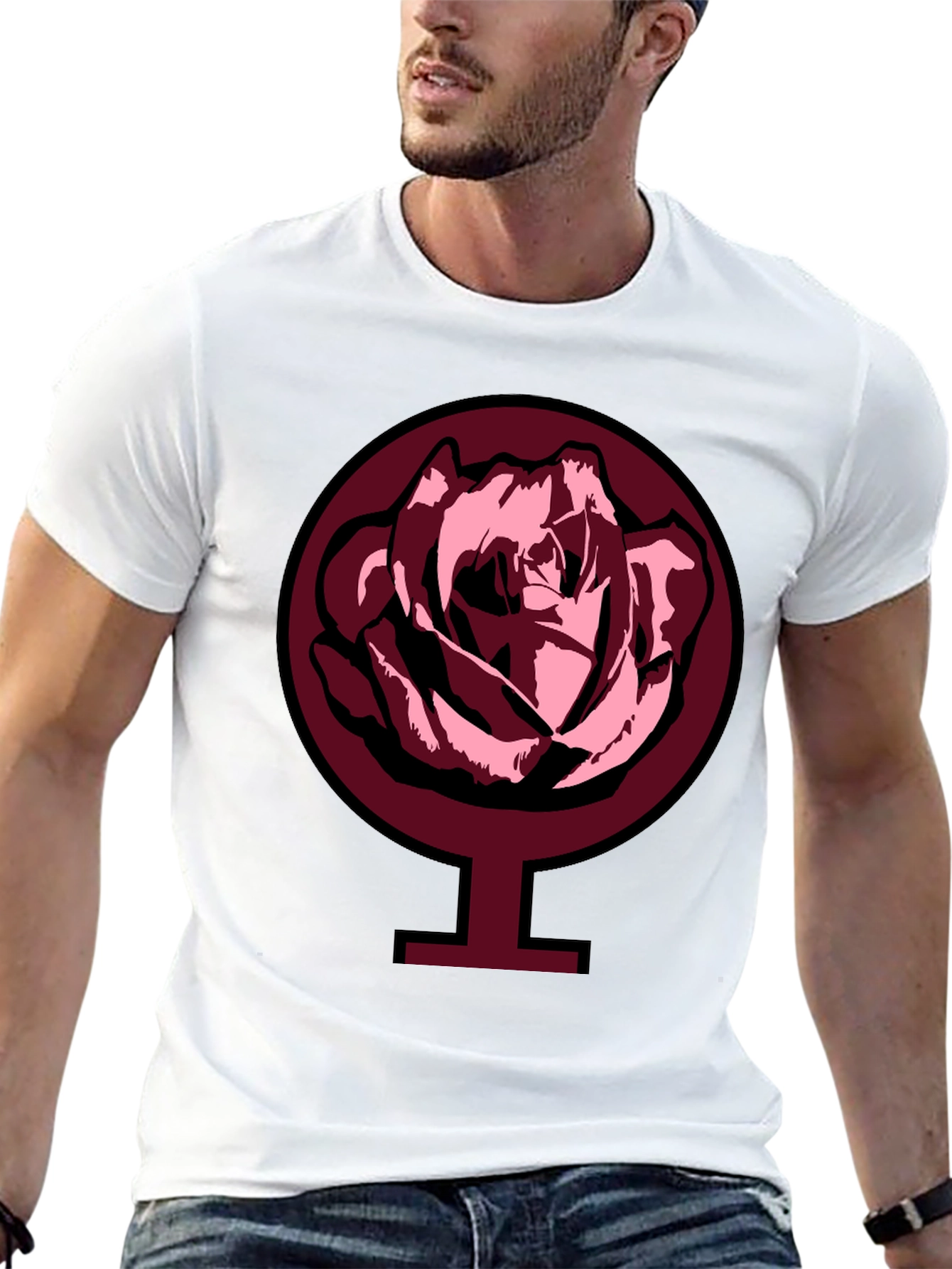 Rose Venus Symbol Graphic Tee - Black
