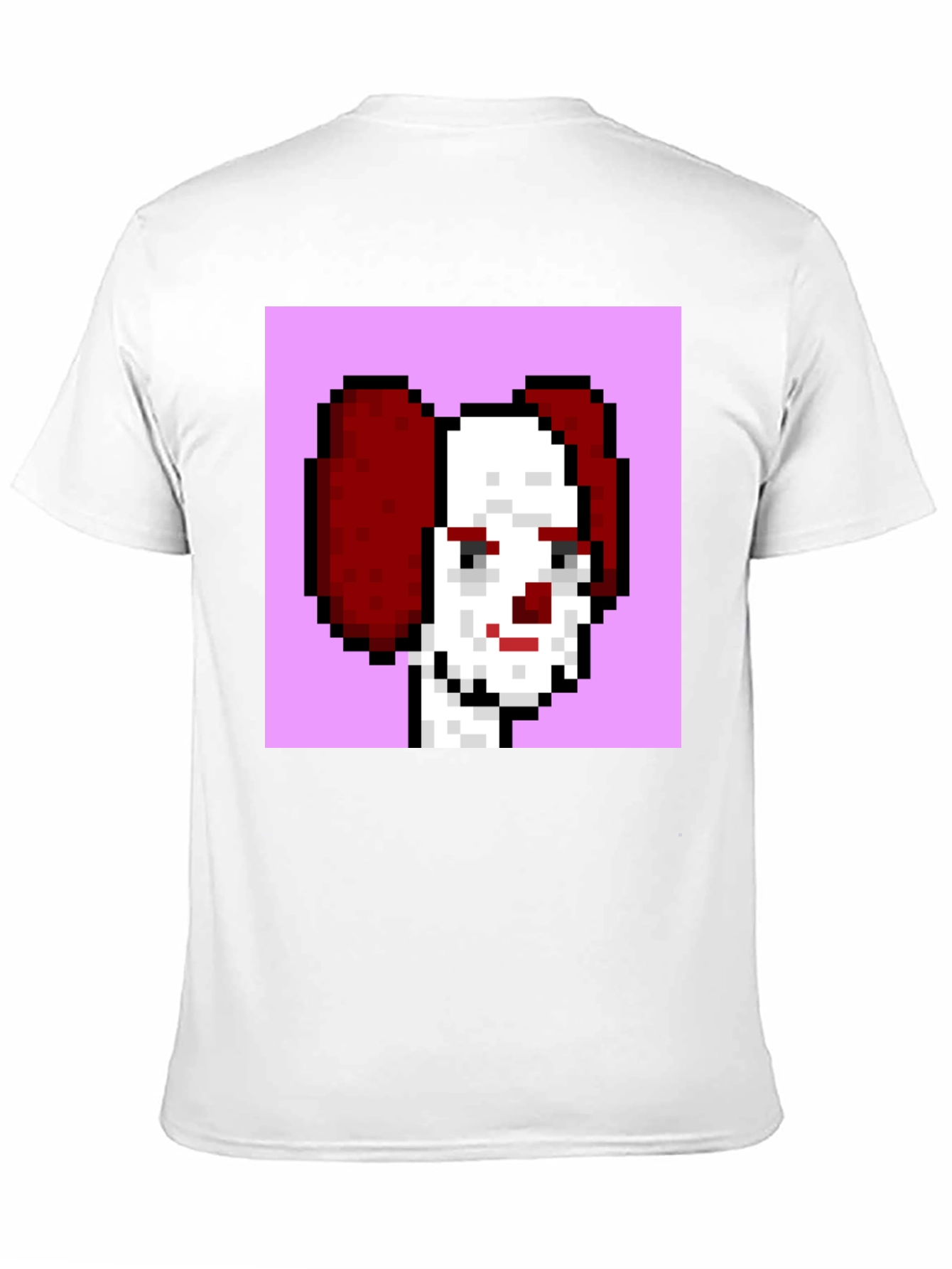 Pixelated Clown Graphic Tee - Black Cotton Blend