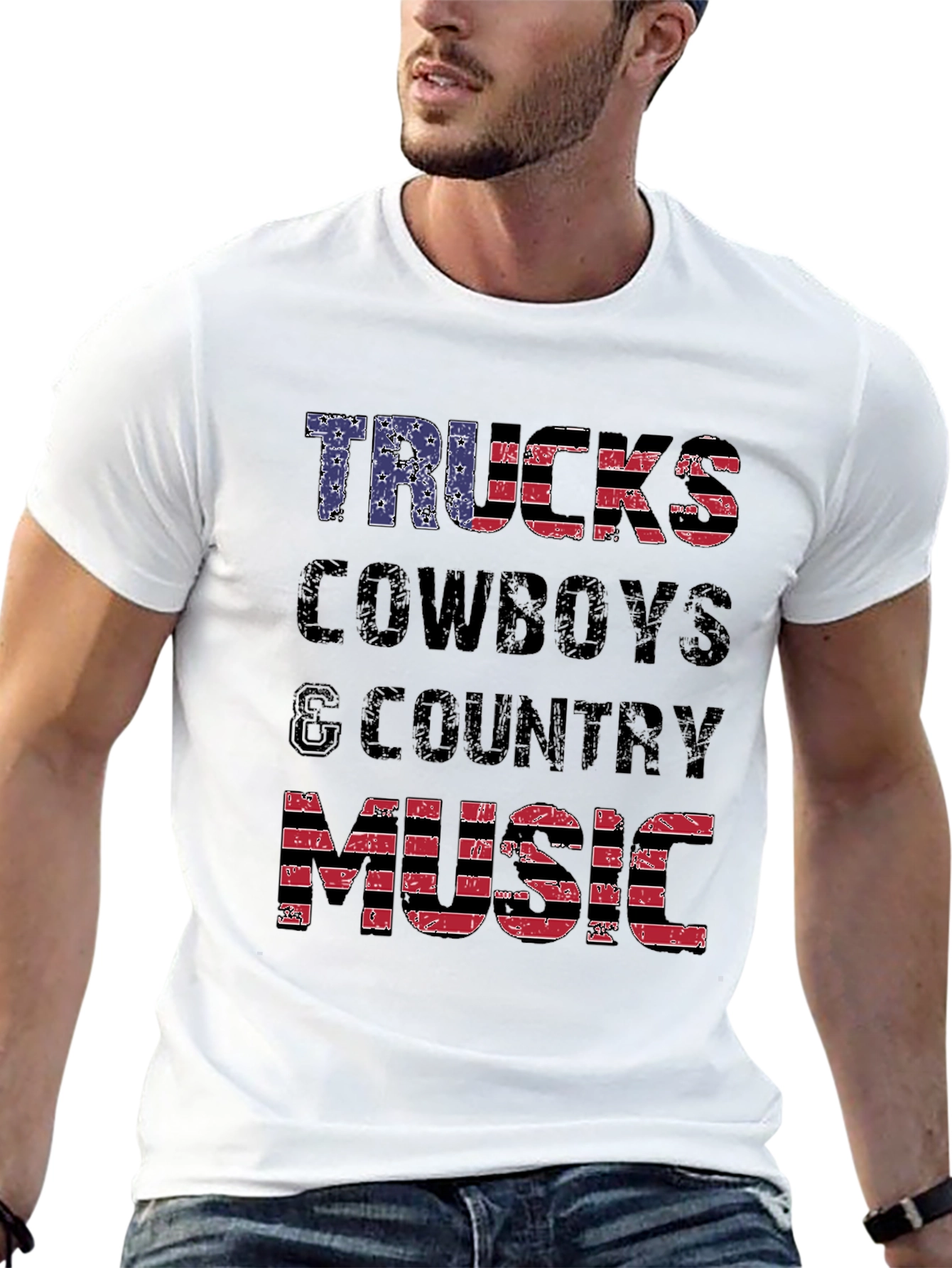 Trucks Cowboys & Country Music American Flag T-Shirt