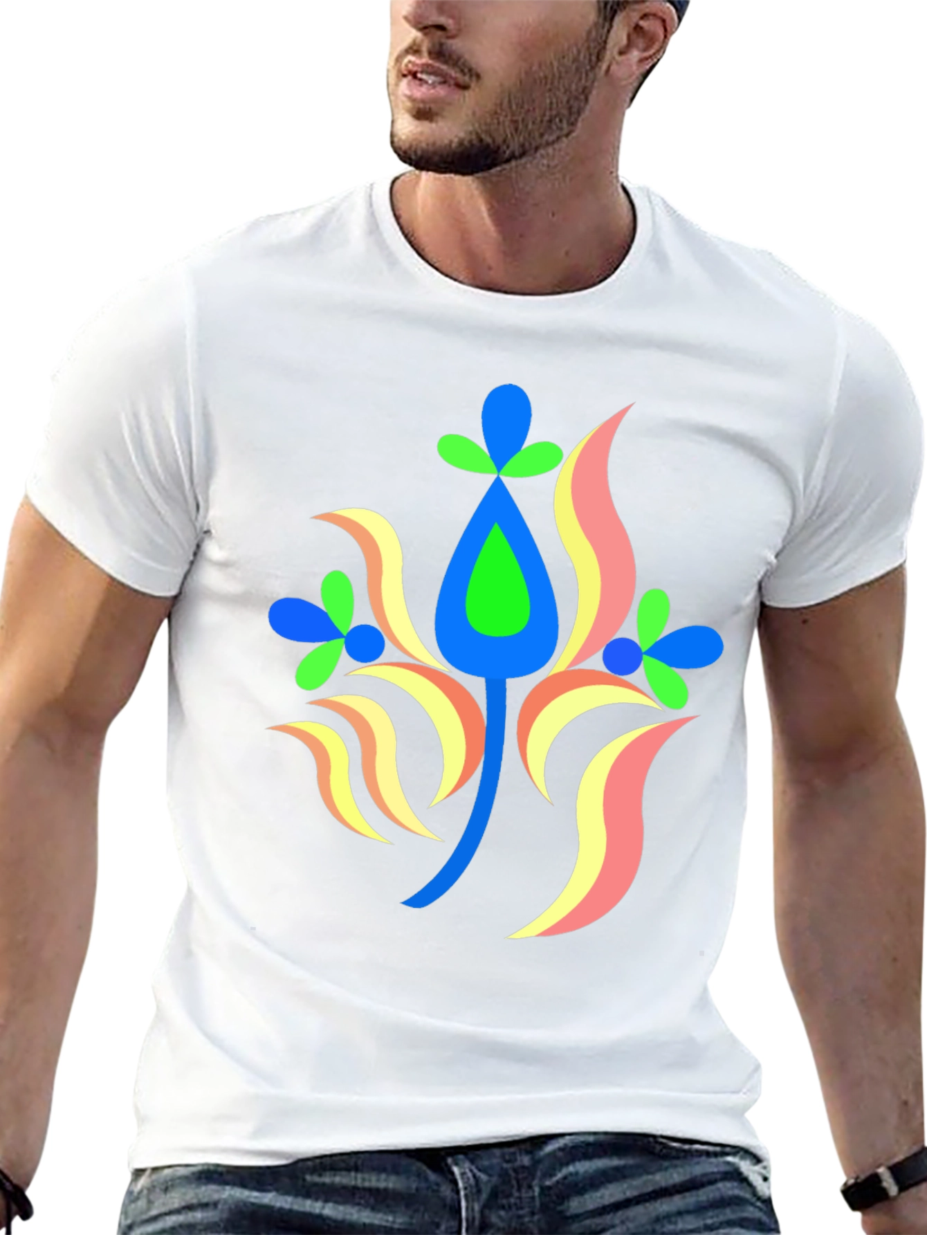 Vibrant Floral Graphic Black T-Shirt