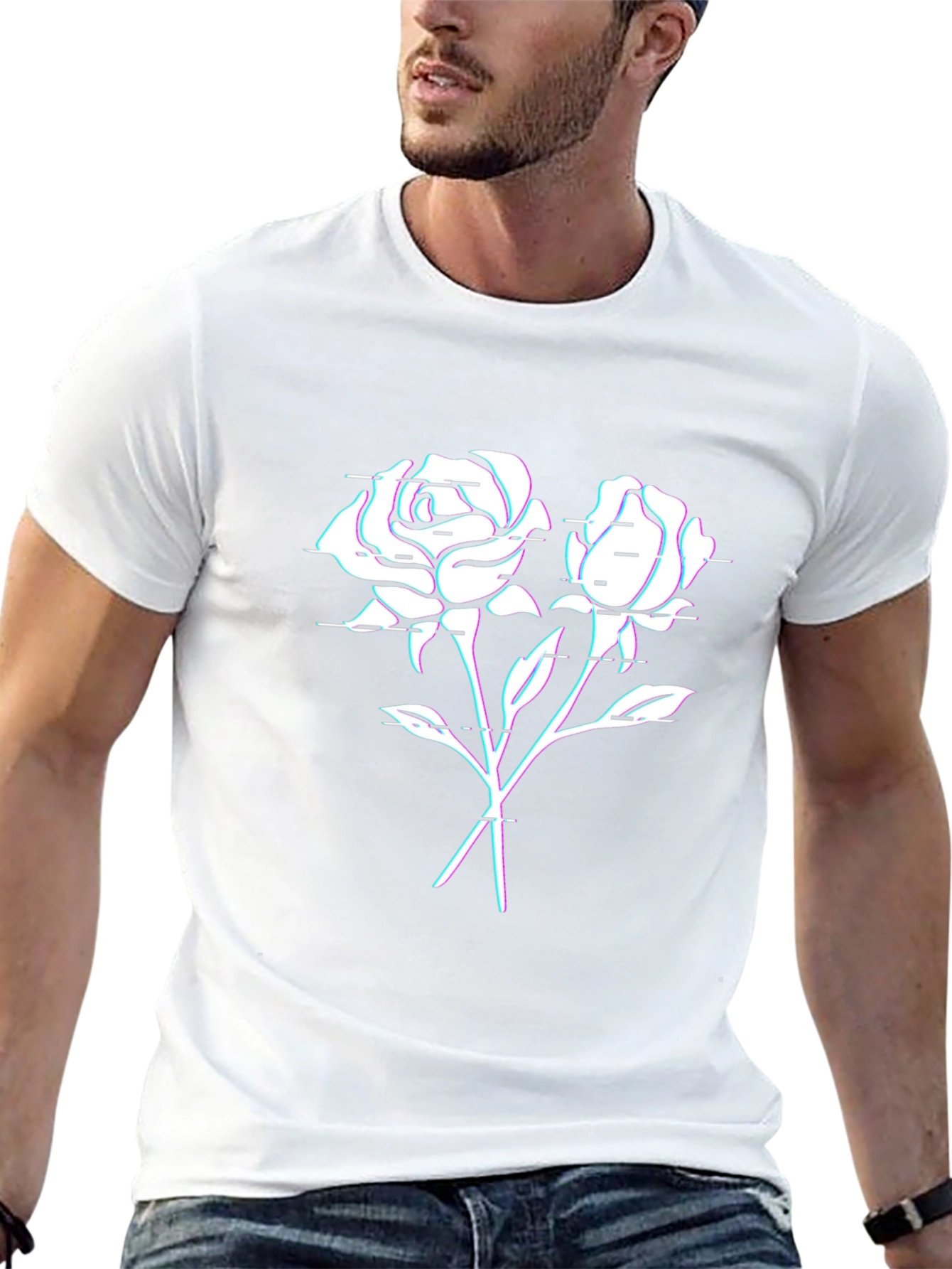 Glitch Rose Graphic T-Shirt - Black